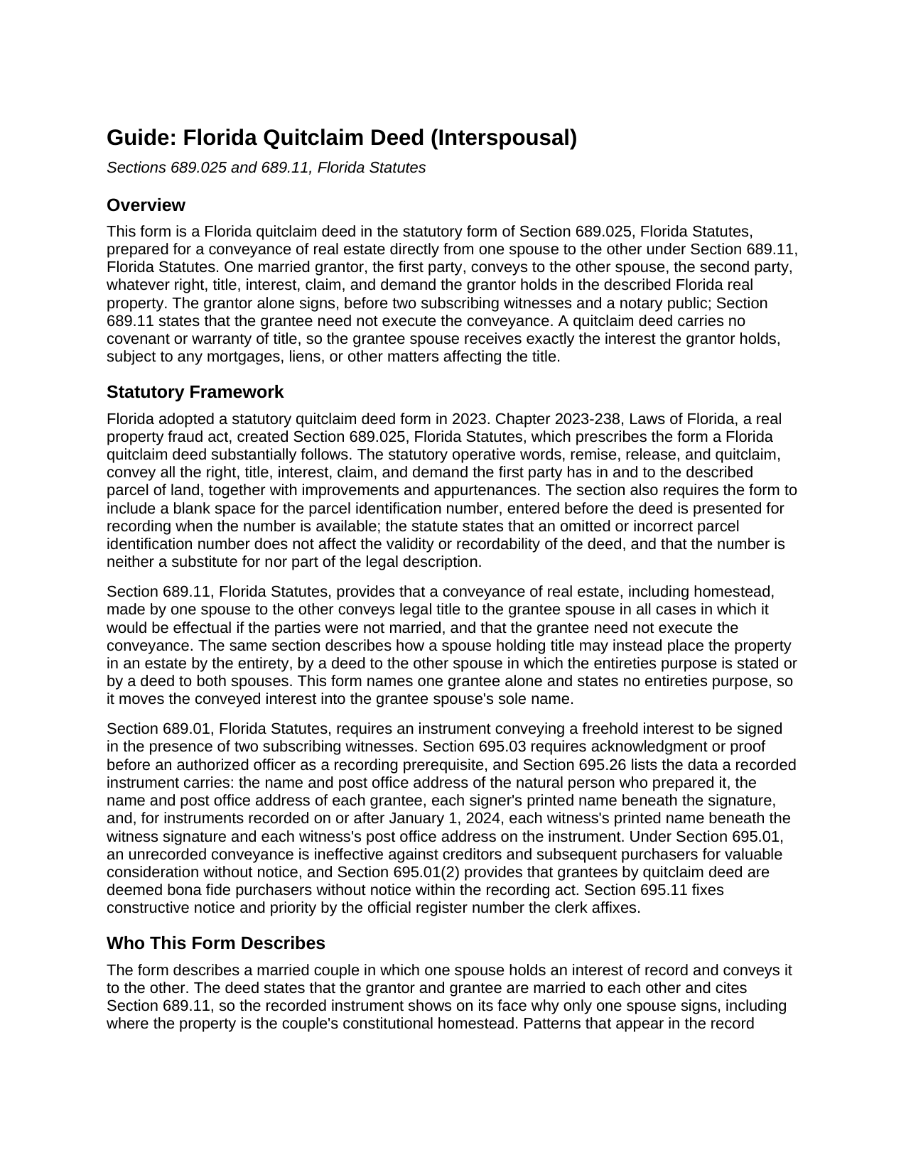 Madison County Quitclaim Deed (Interspousal) Guide