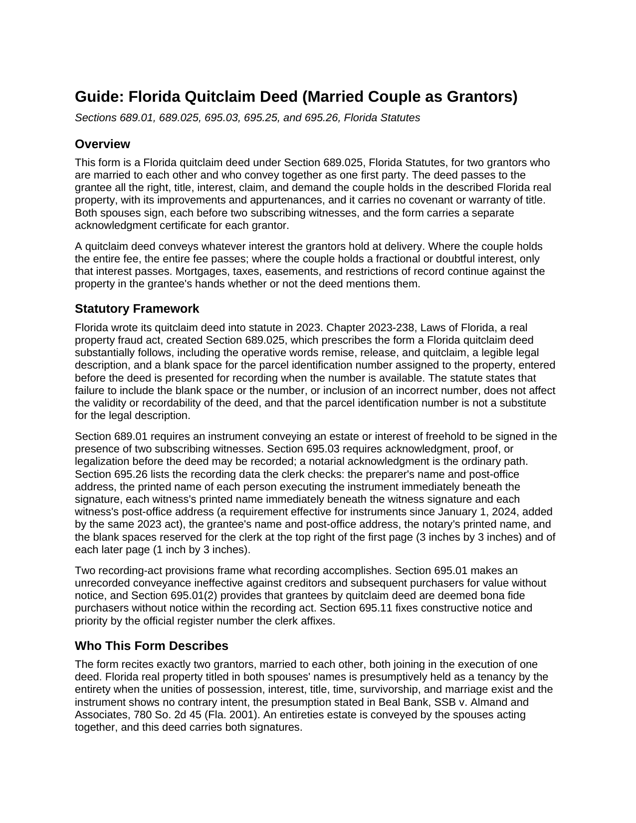 Madison County Quitclaim Deed (Married Couple as Grantors) Guide