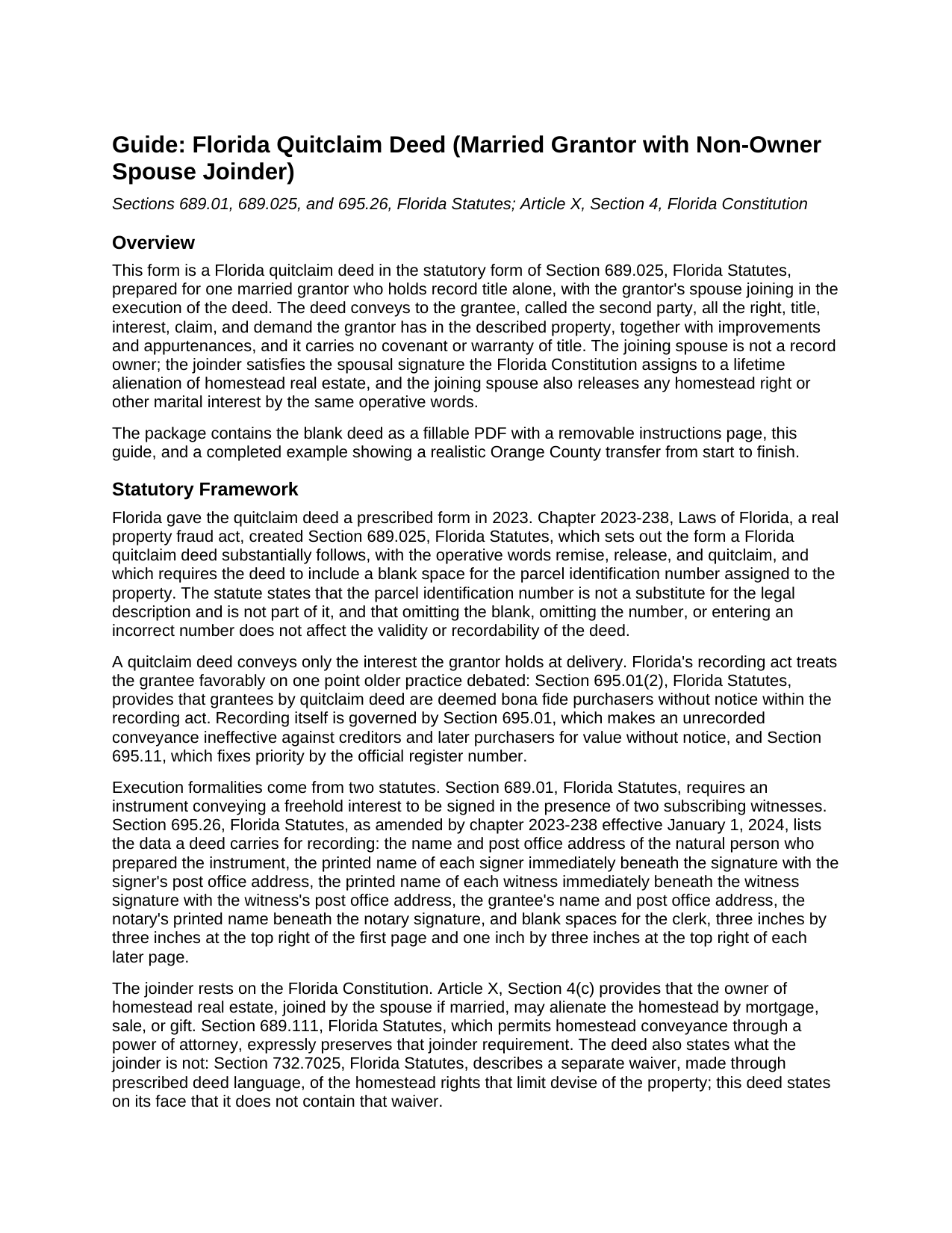 Madison County Quitclaim Deed (Married Grantor with Non-Owner Spouse Joinder) Guide