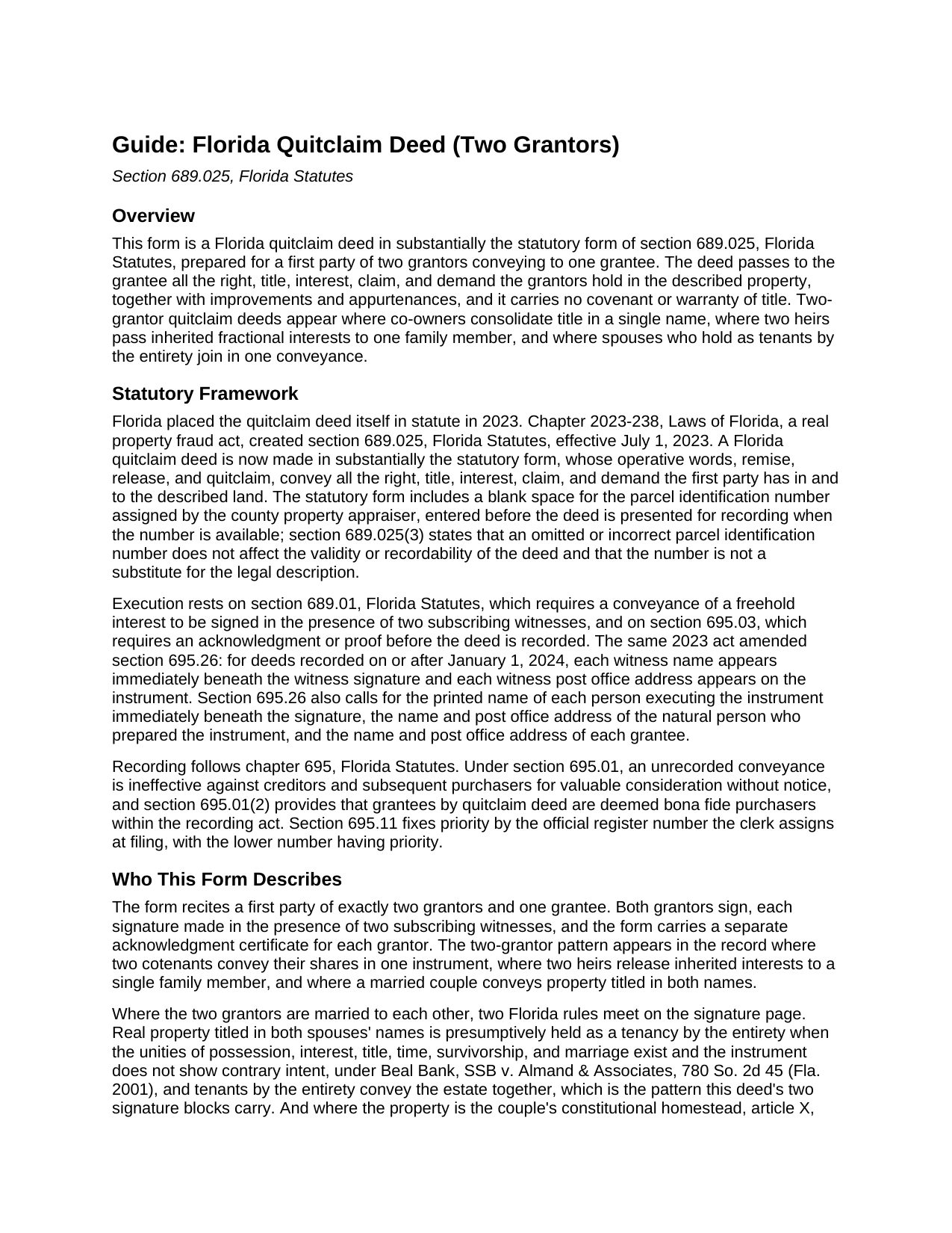 Madison County Quitclaim Deed (Two Grantors) Guide