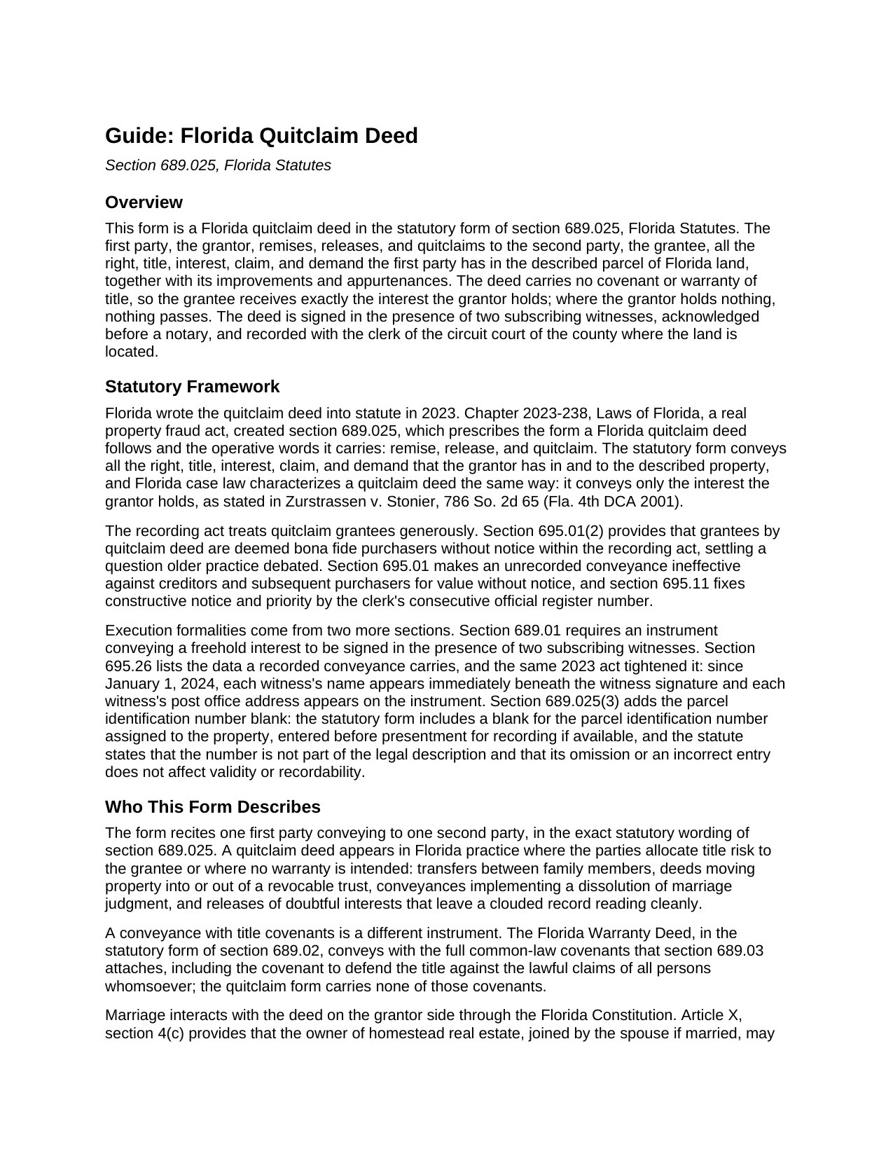 Osceola County Quitclaim Deed Guide