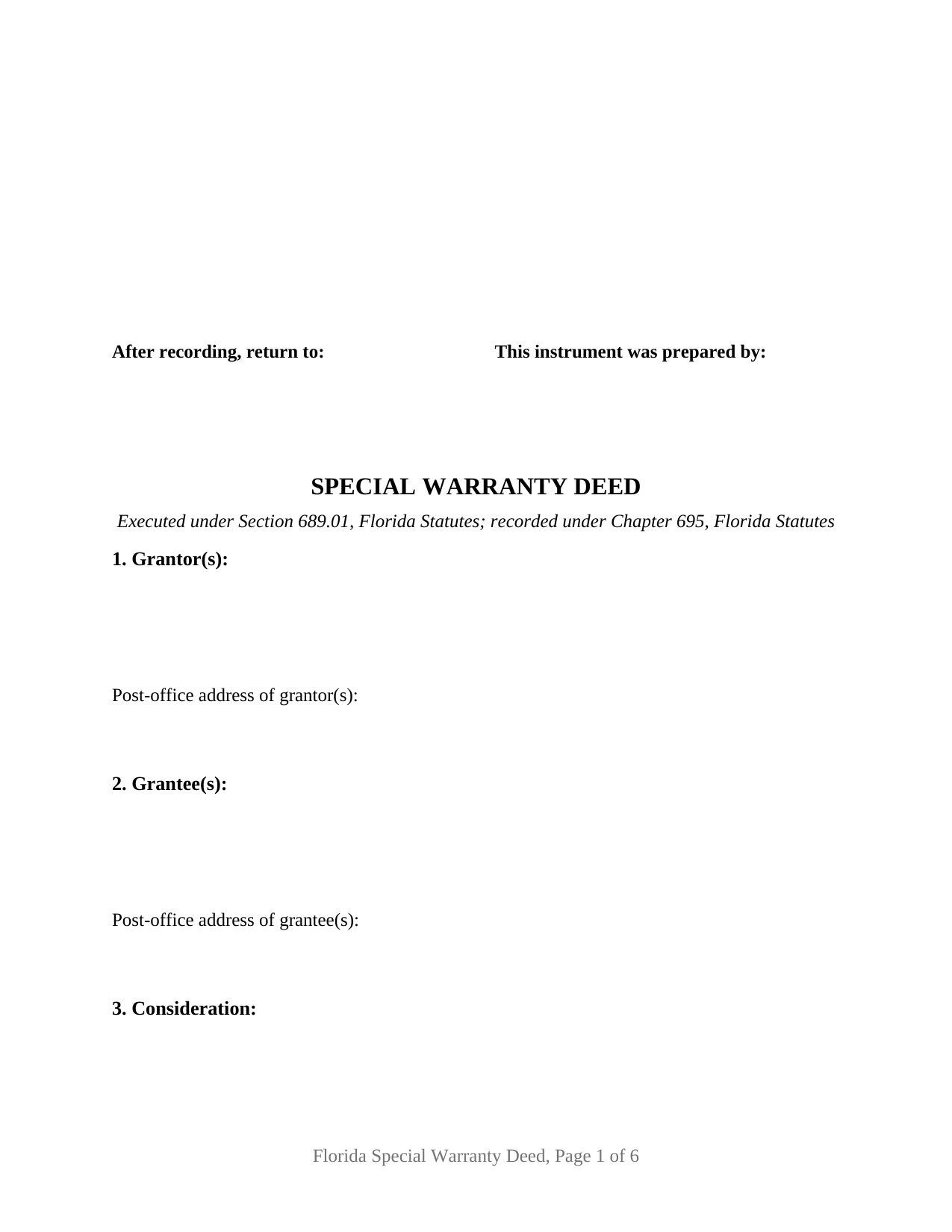 Sumter County Special Warranty Deed Form