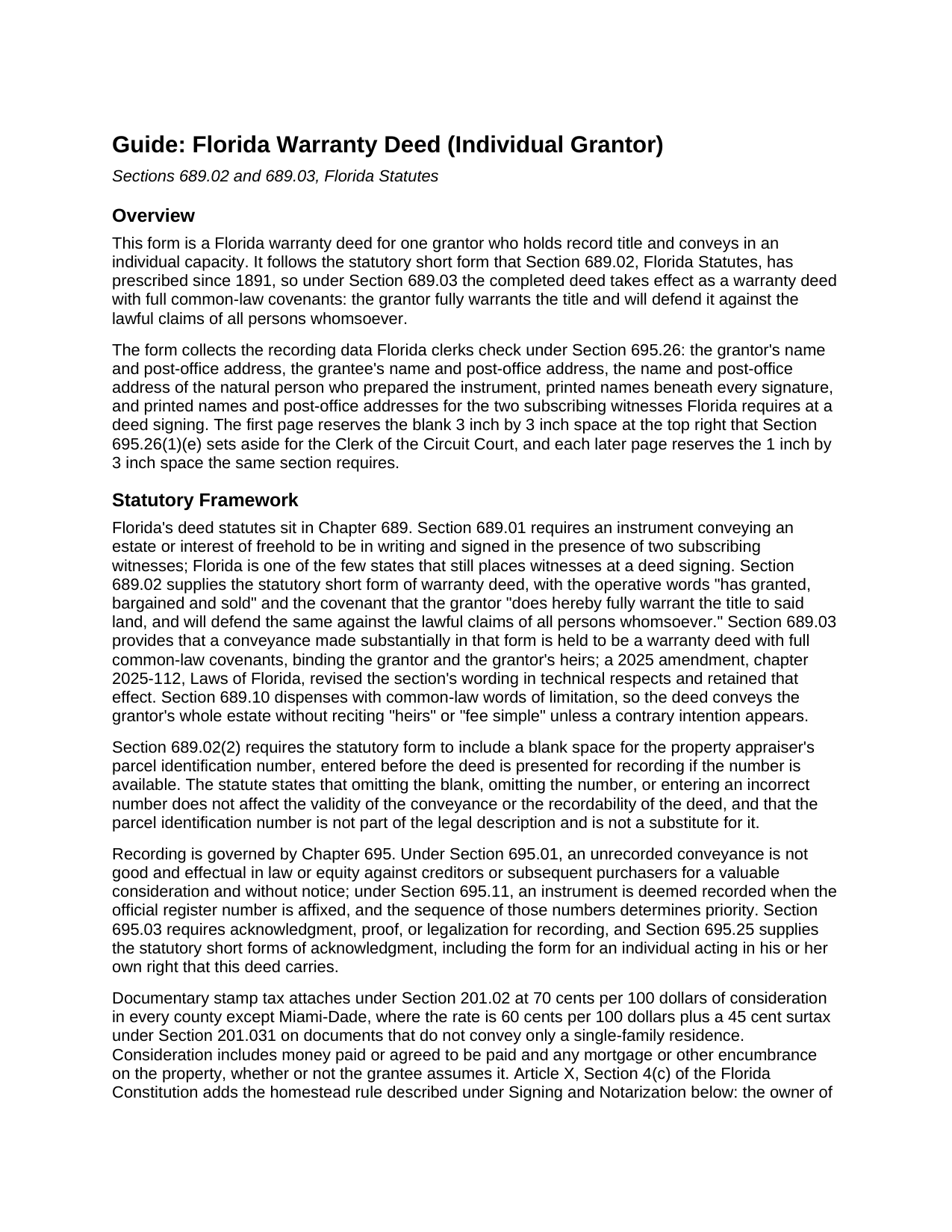 Taylor County Warranty Deed (Individual Grantor) Guide
