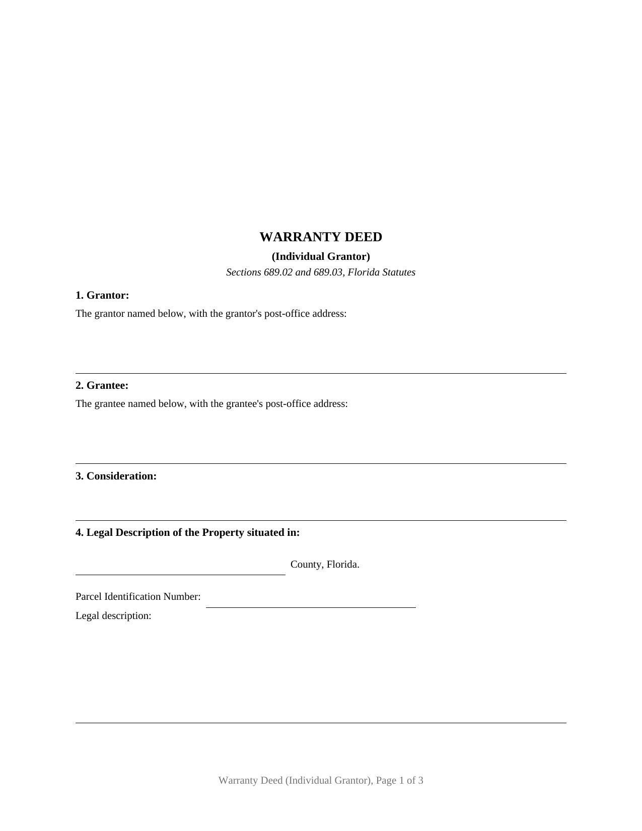 Taylor County Warranty Deed (Individual Grantor) Form