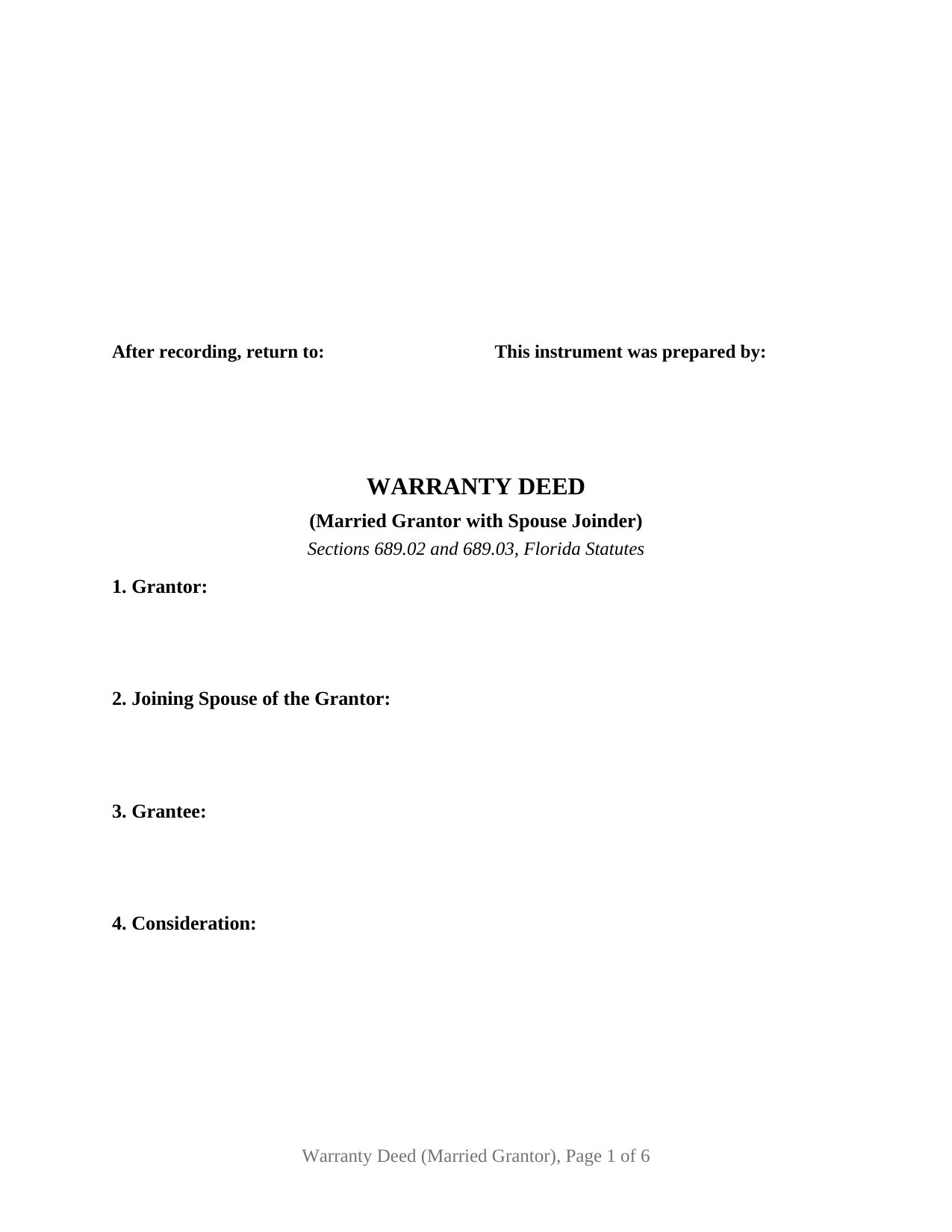 Escambia County Warranty Deed (Married Grantor with Spouse Joinder) Form