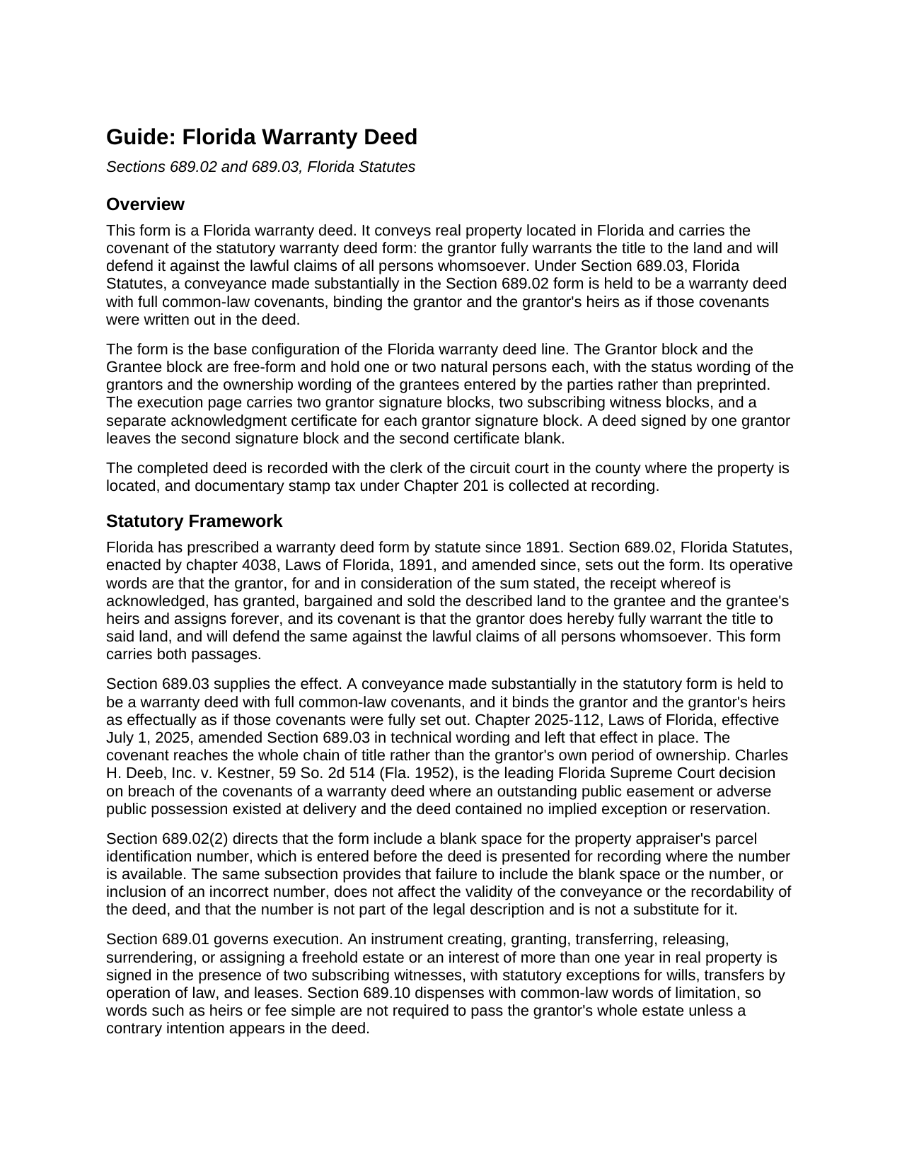 Sumter County Warranty Deed Guide
