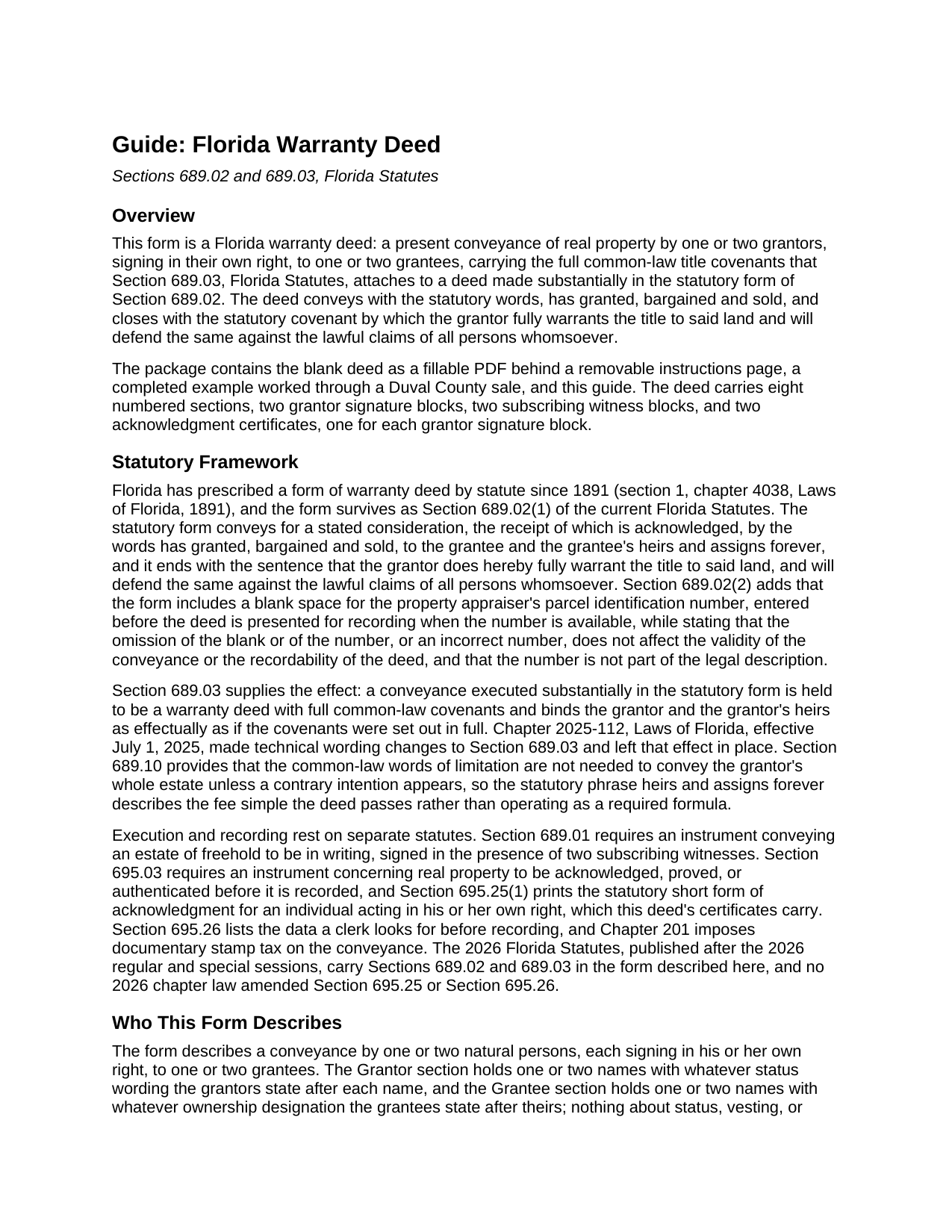 Duval County Warranty Deed Guide