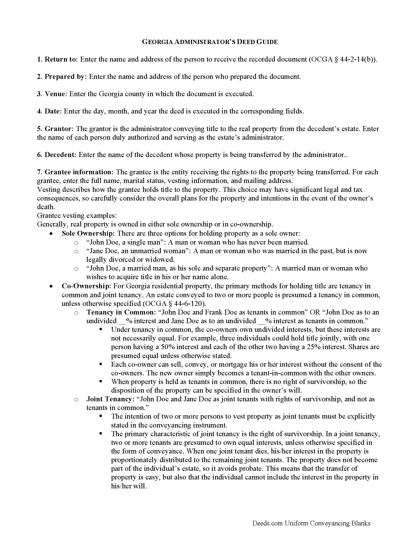 Bryan County Administrator Deed Guide