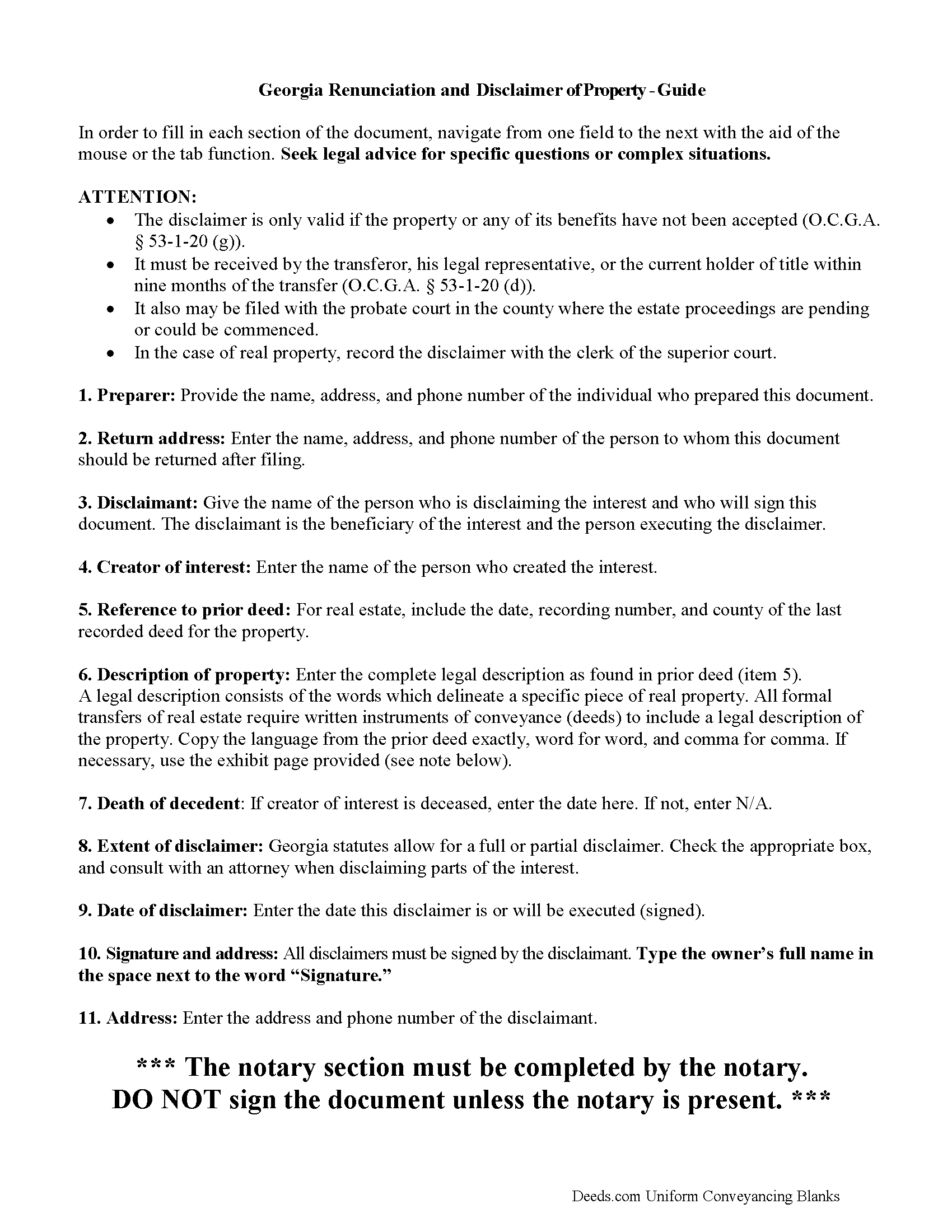 Bryan County Disclaimer of Interest Guide