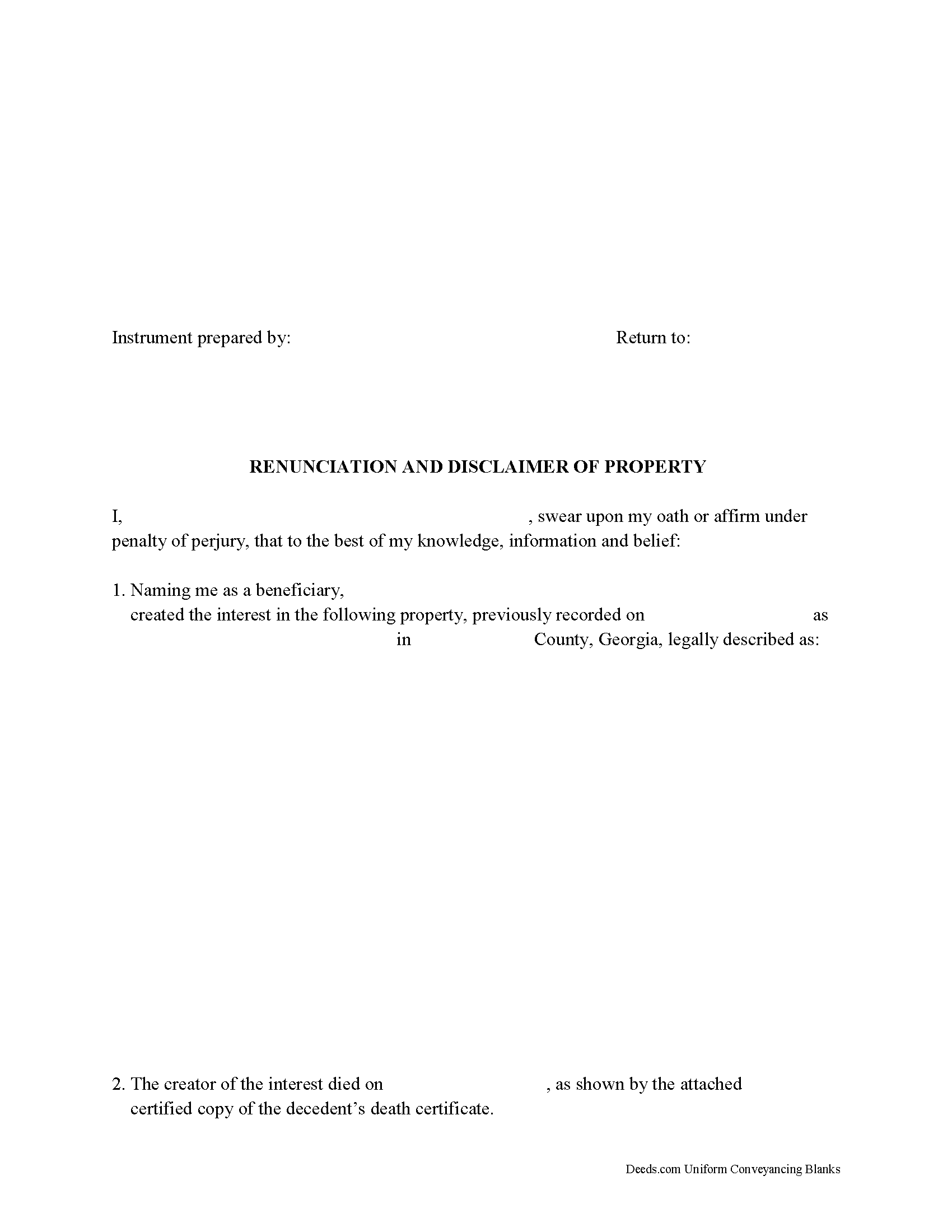 Bryan County Disclaimer of Interest Form