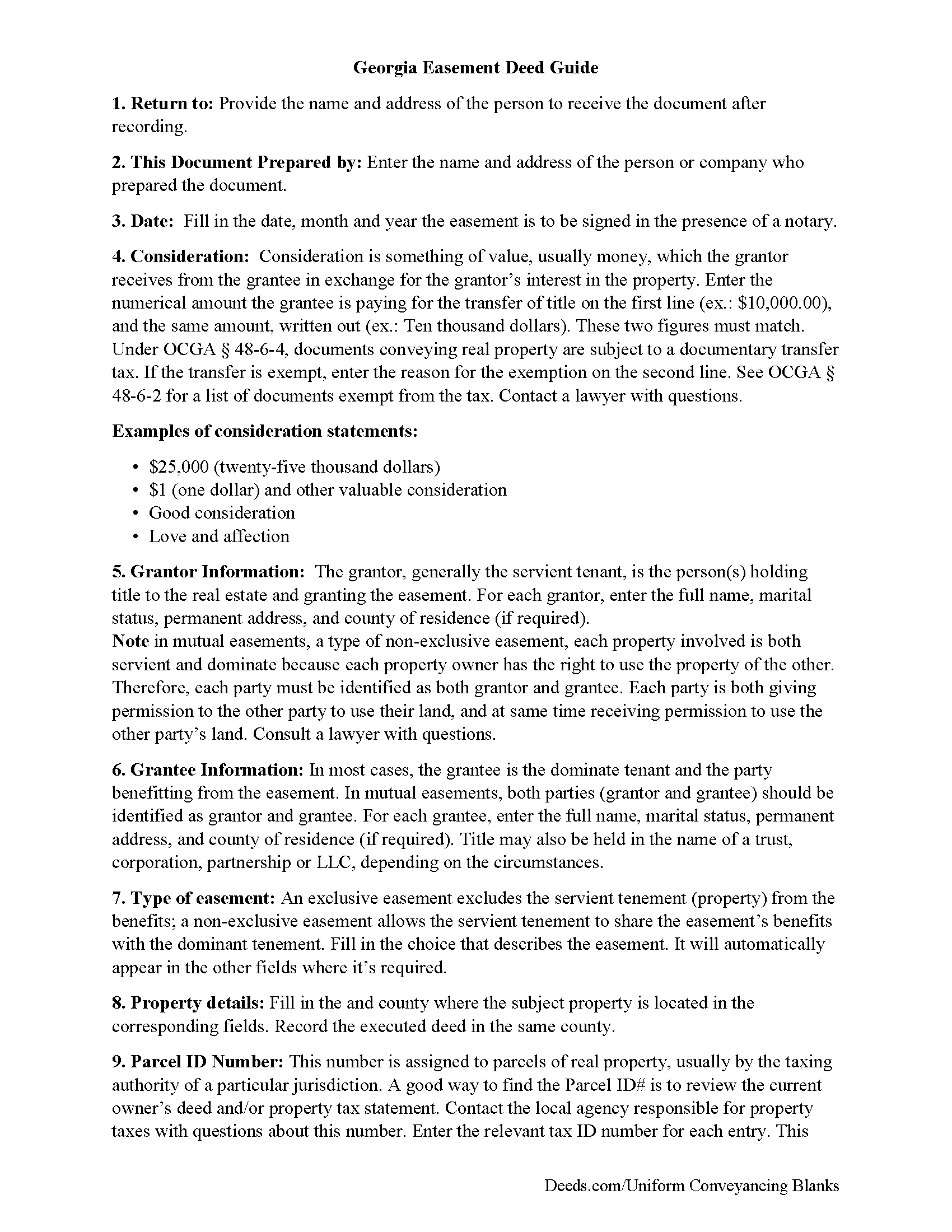 Bryan County Easement Deed Guide