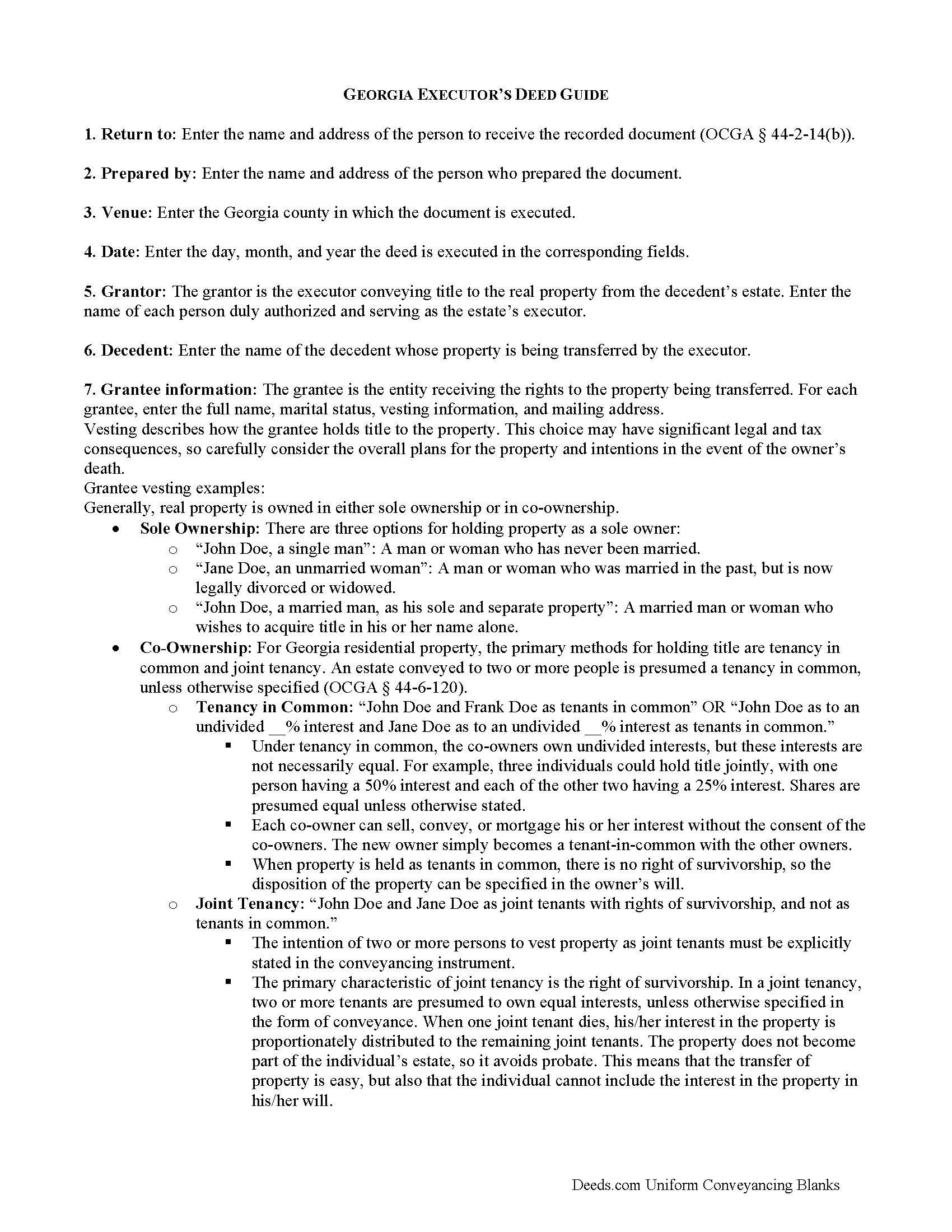Rabun County Executor Deed Guide