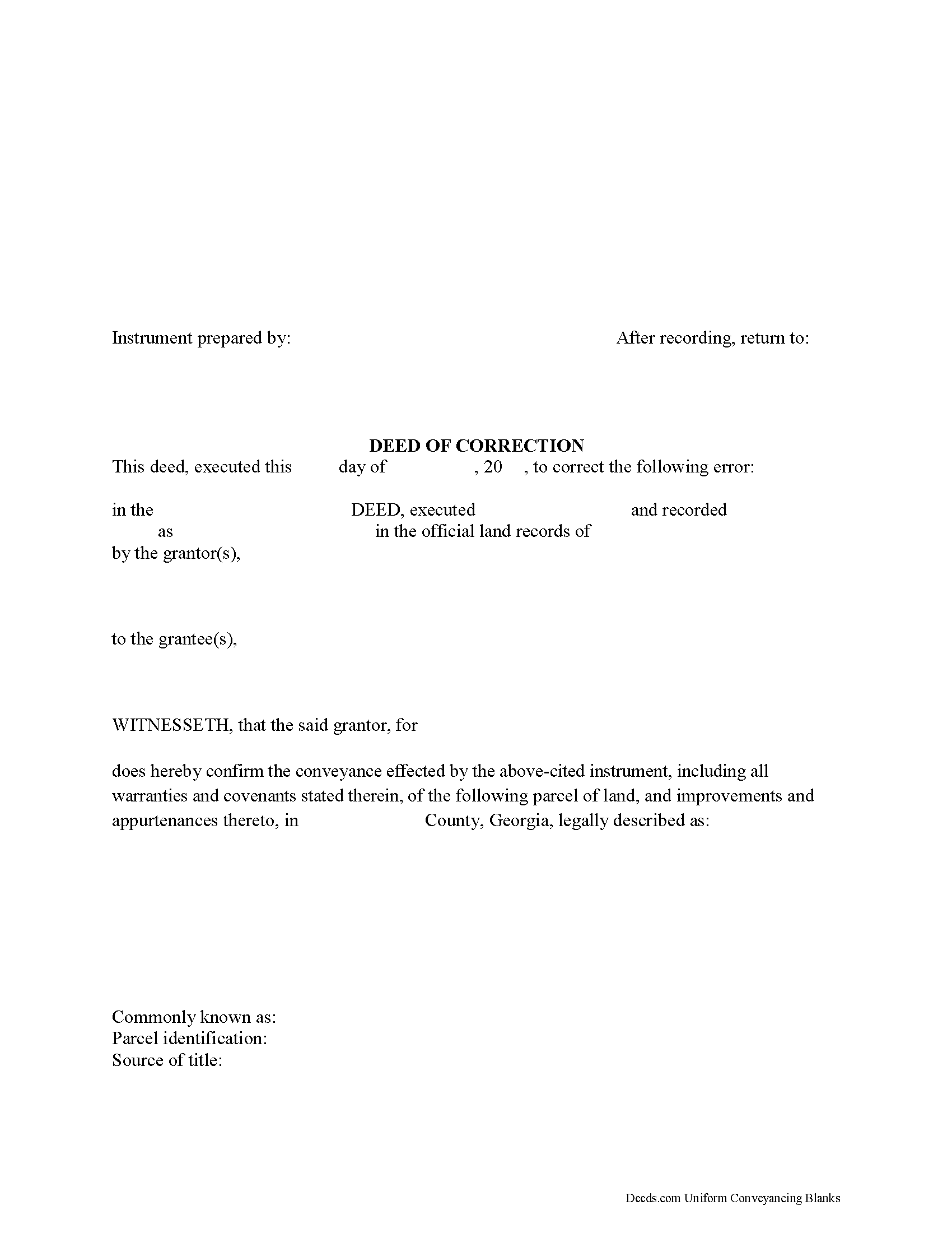 Georgia Correction Deed Image