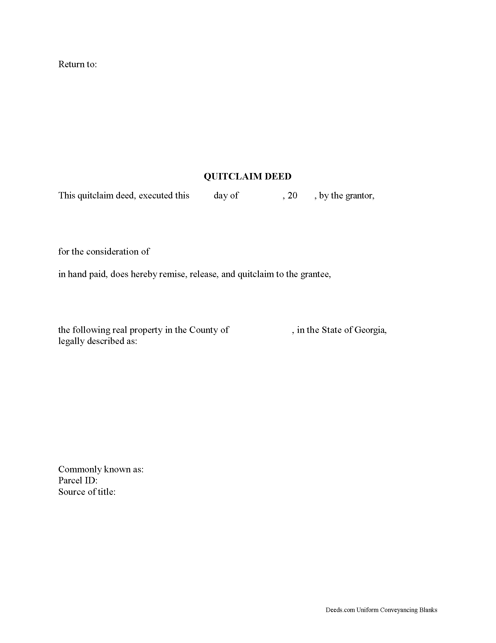 Georgia Quitclaim Deed Image