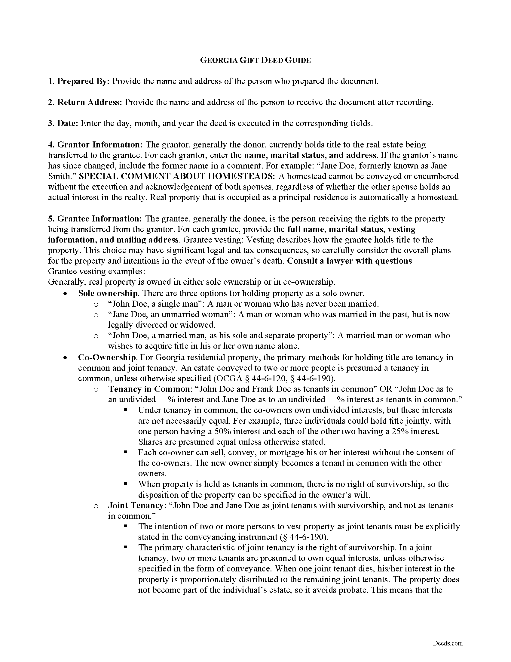 Bryan County Gift Deed Guide