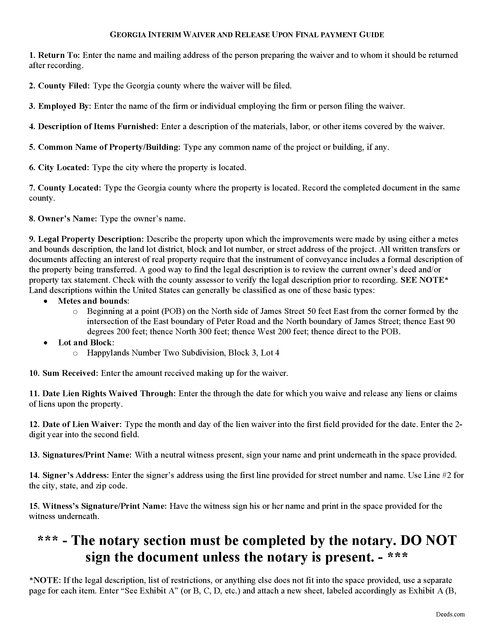 Bryan County Interim Lien Waiver and Release Guide