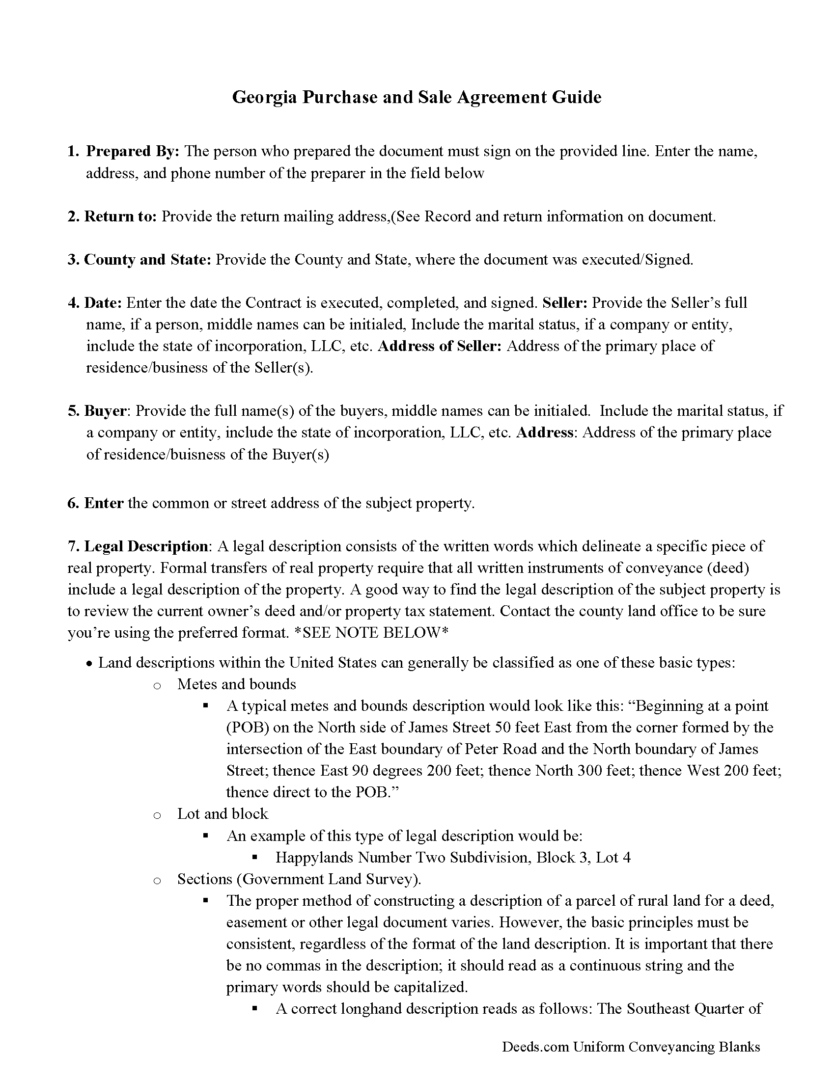 Bryan County Purchase and Sale Agreement Guide