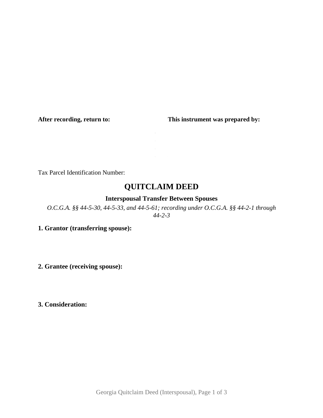 Berrien County Quitclaim Deed (Interspousal) Form