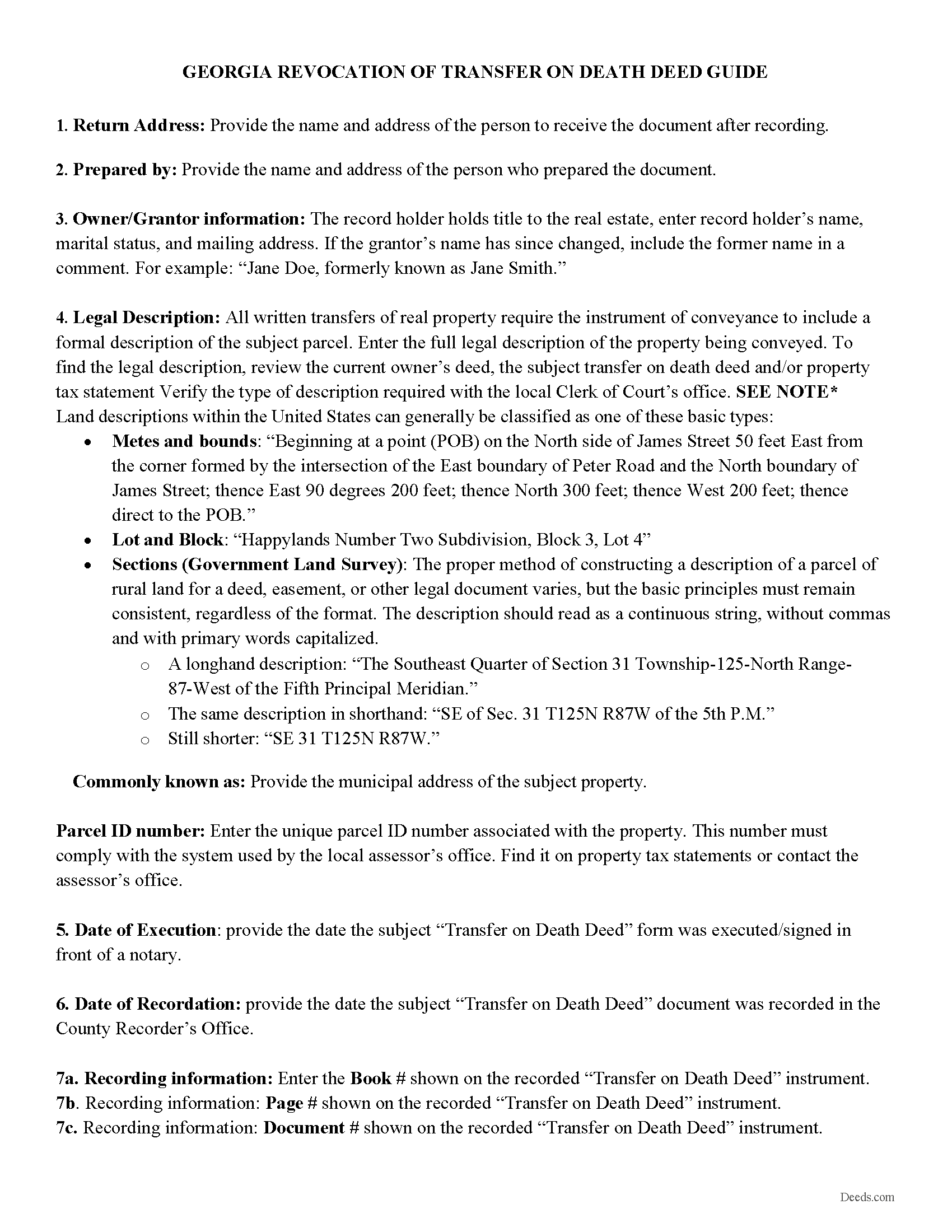 Henry County Revocation of Transfer on Death Deed Guide