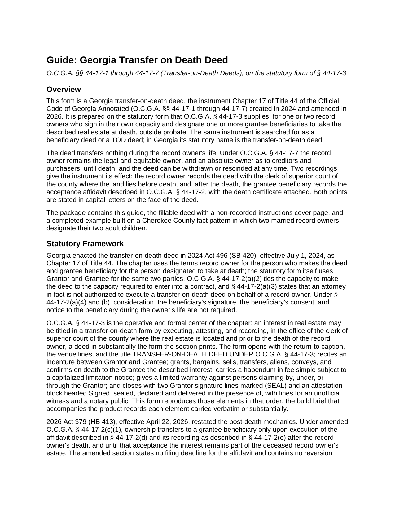 Dougherty County Transfer on Death Deed Guide