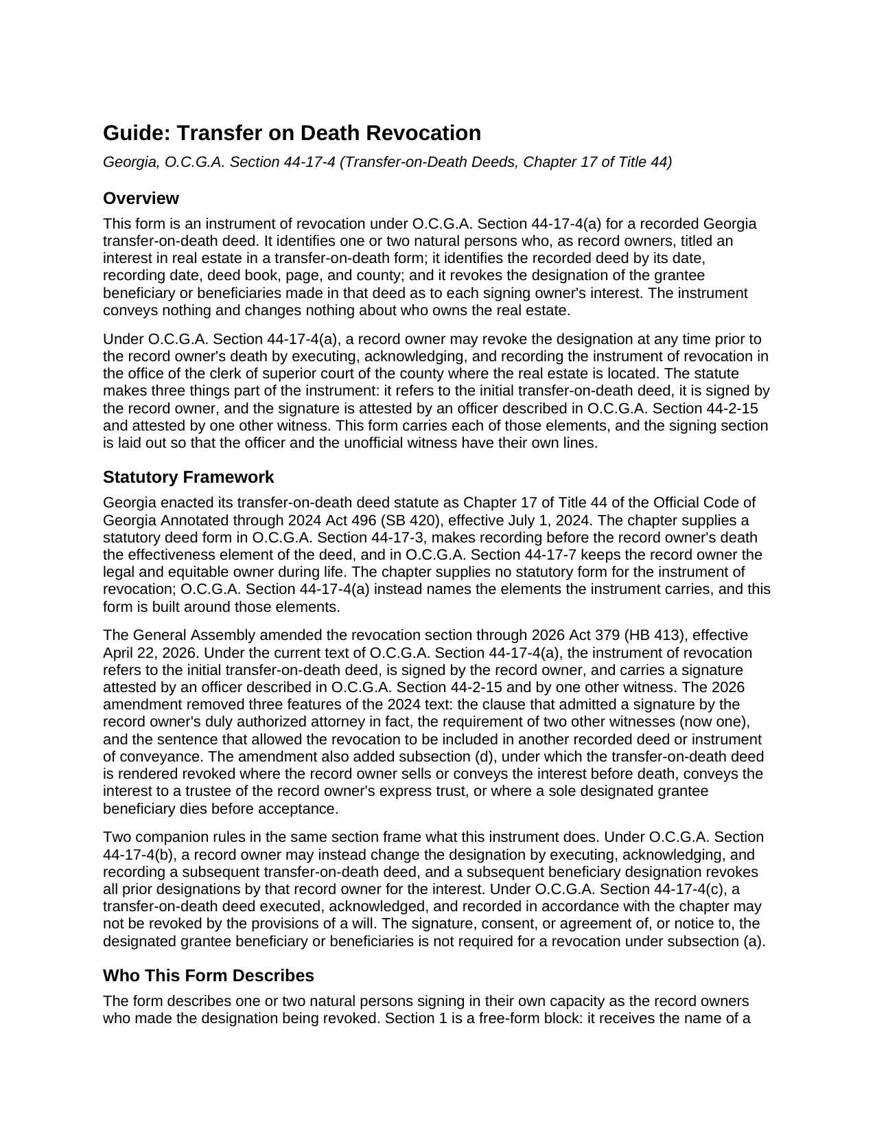 Harris County Transfer on Death Revocation Guide