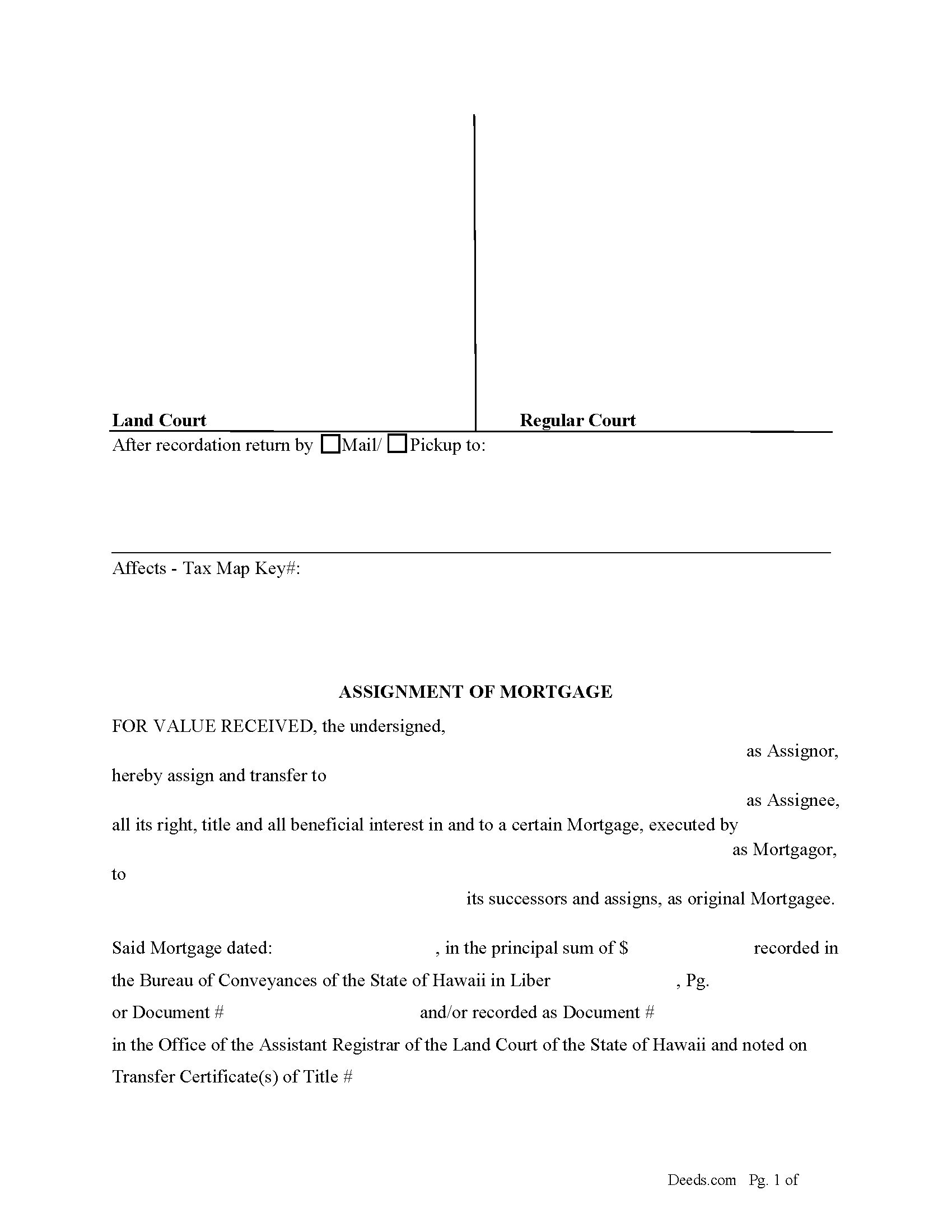 Assignment of Mortgage Form