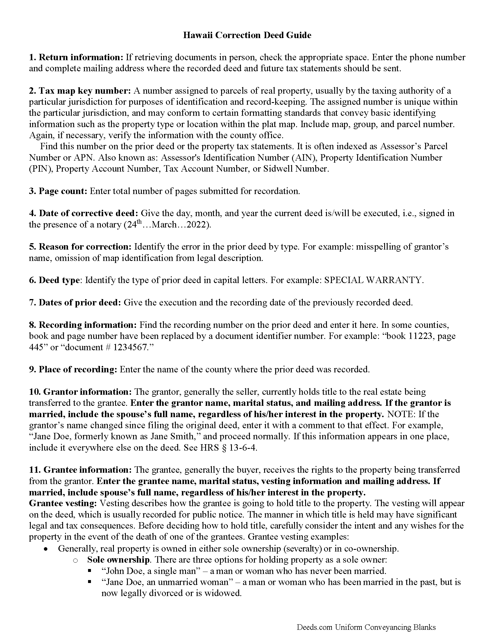 Maui County Correction Deed Guide