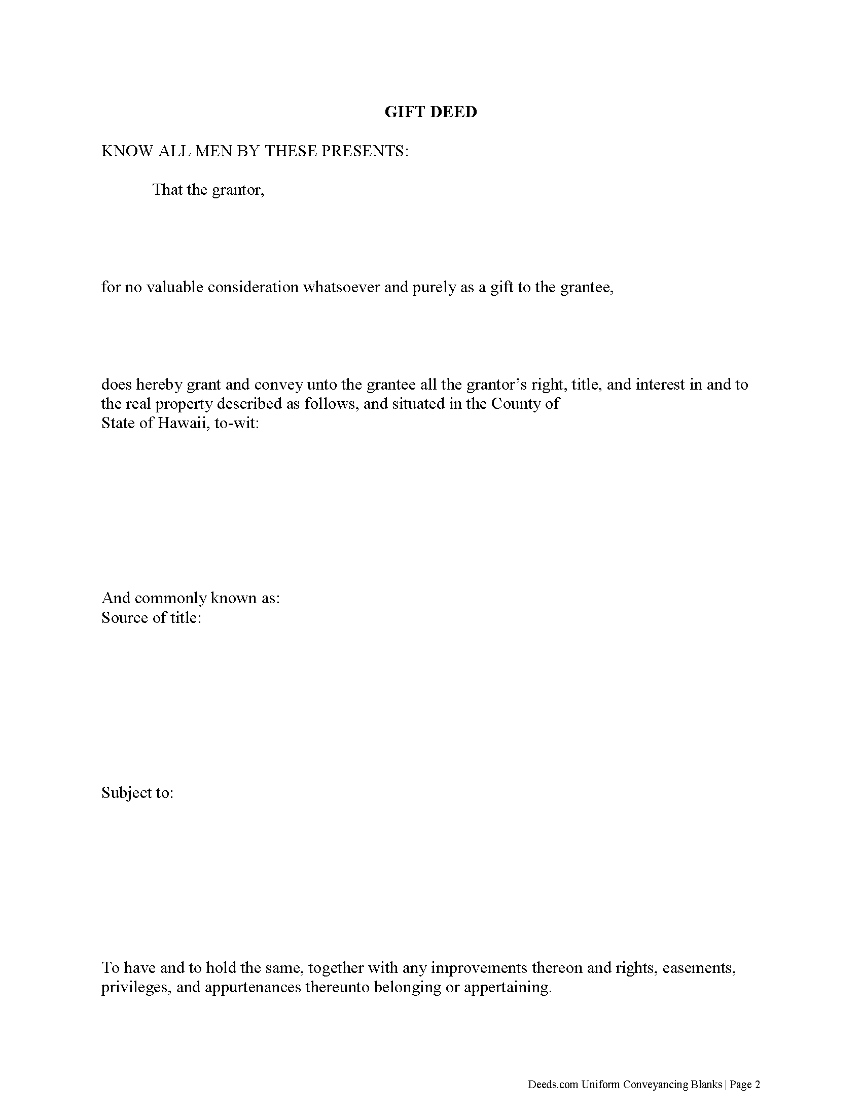 Maui County Gift Deed Form