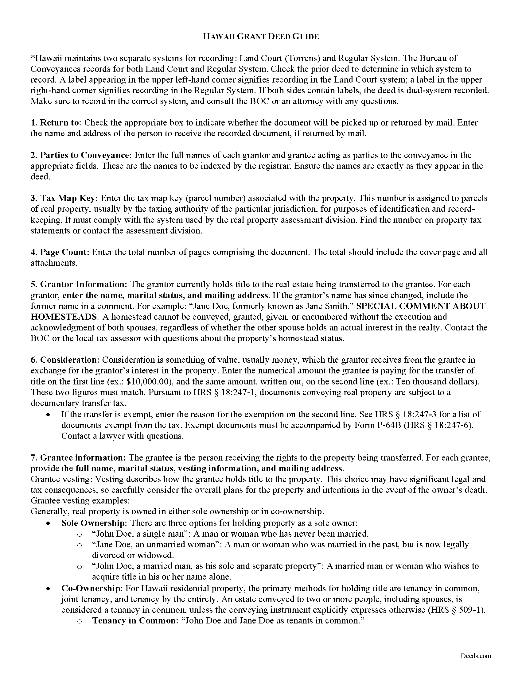 Kauai County Grant Deed Guide