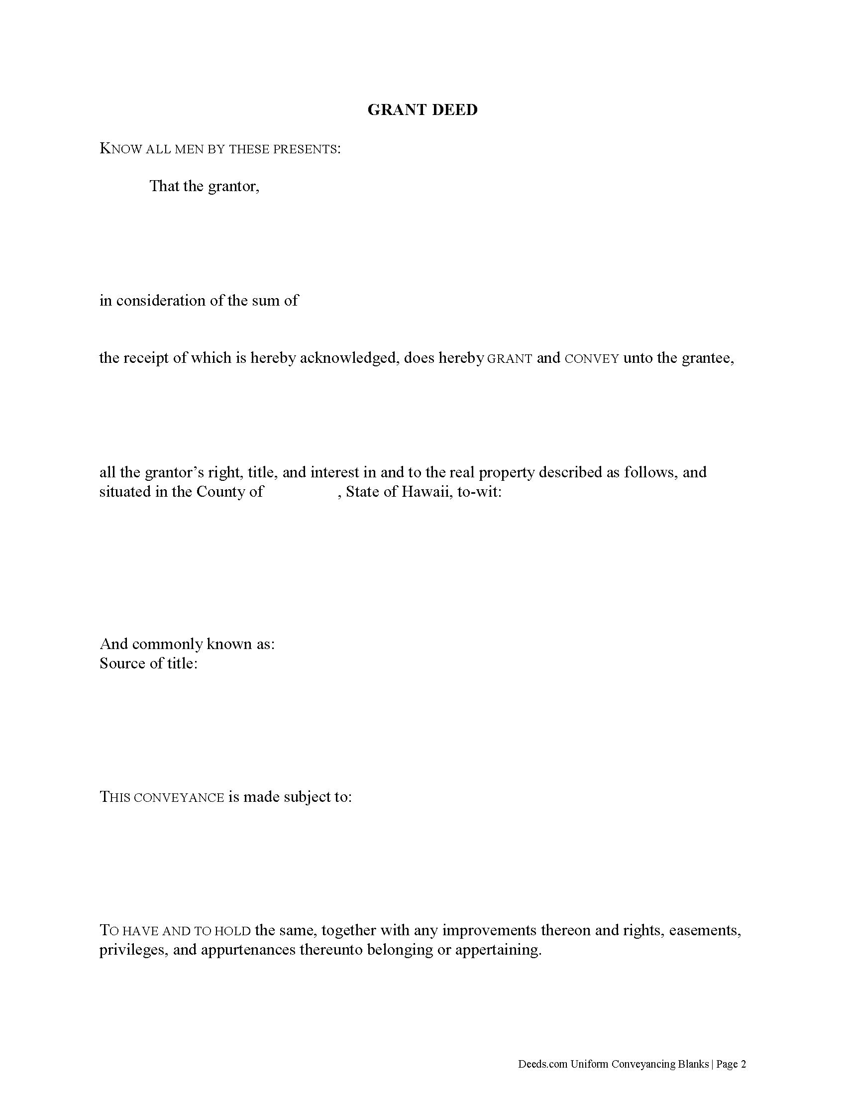 Kauai County Gift Deed Form