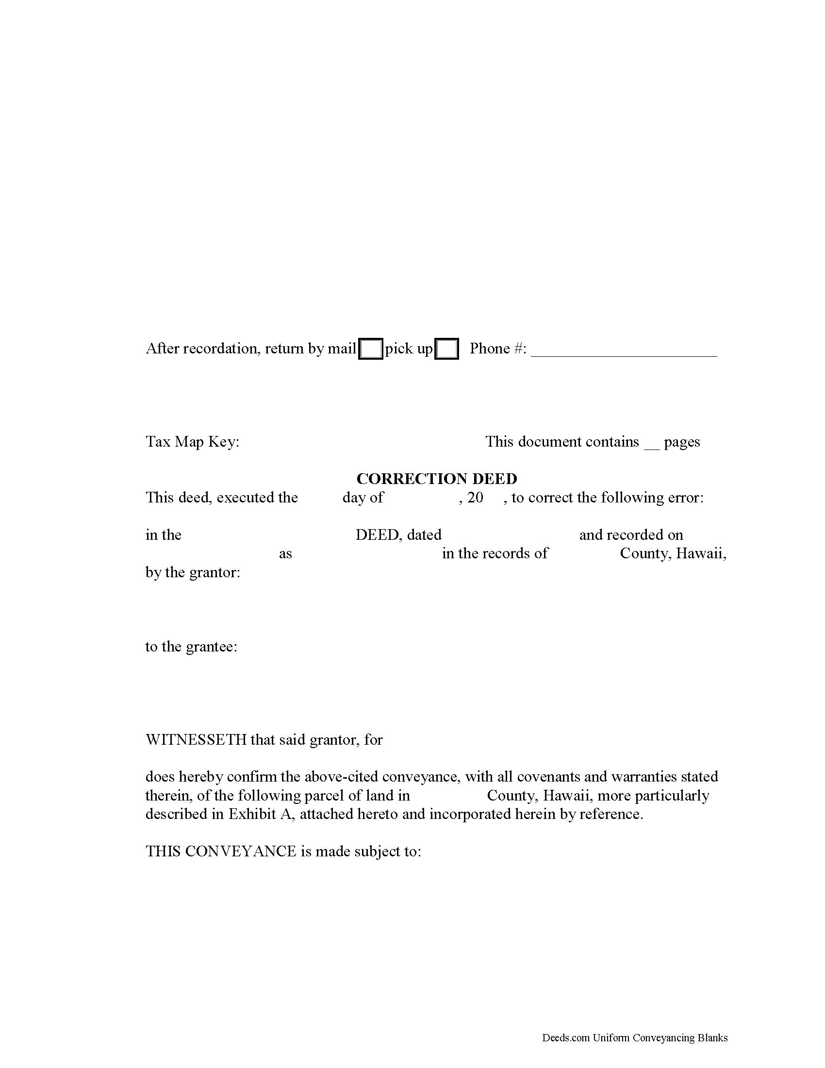 Hawaii Correction Deed Image