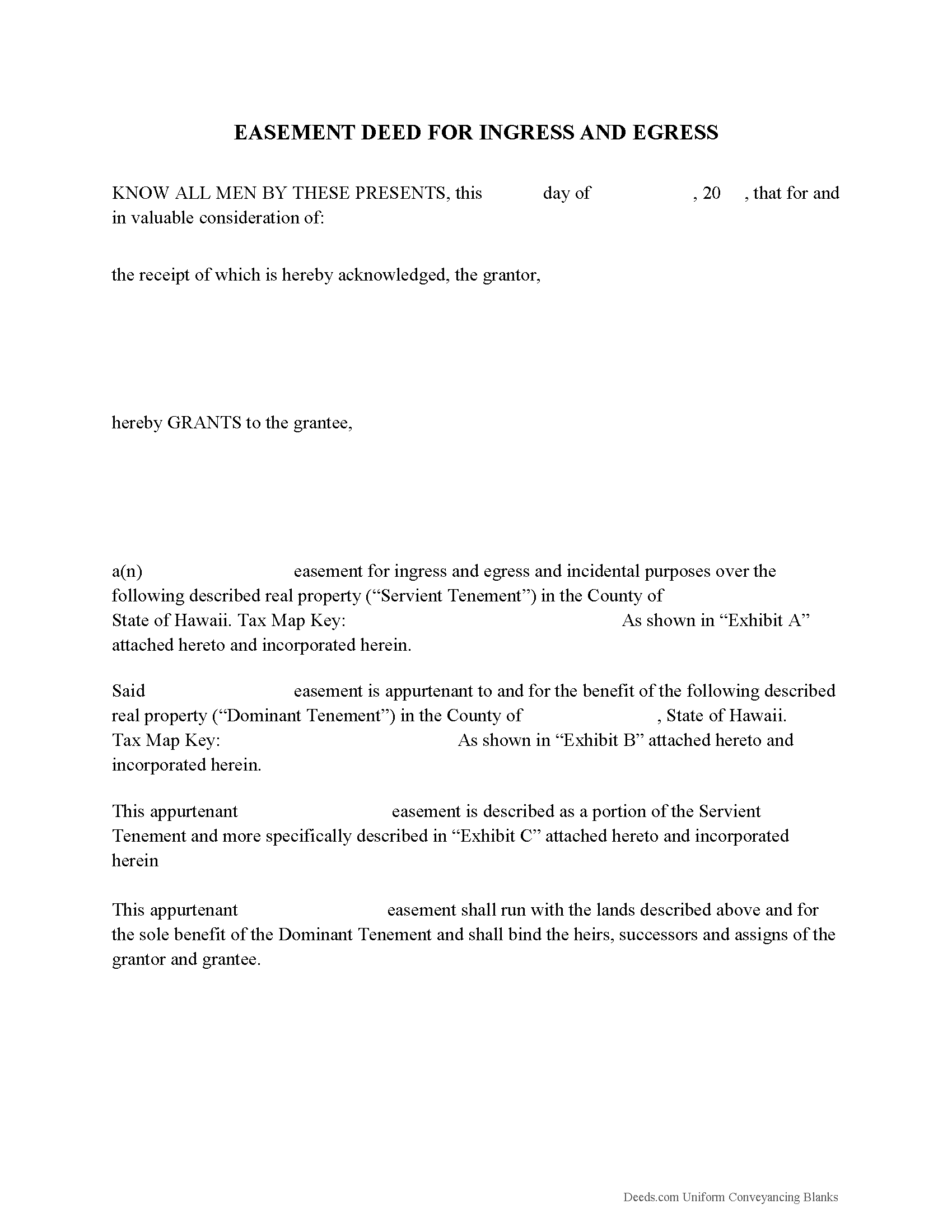 Hawaii Easement Deed Image
