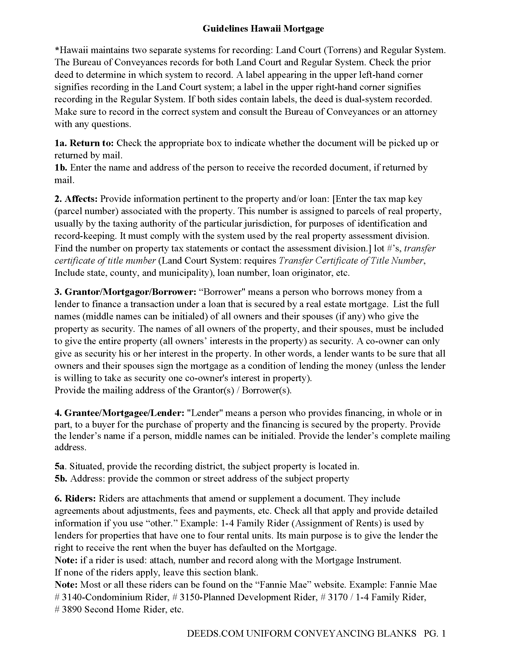 Honolulu County Mortgage Guidelines
