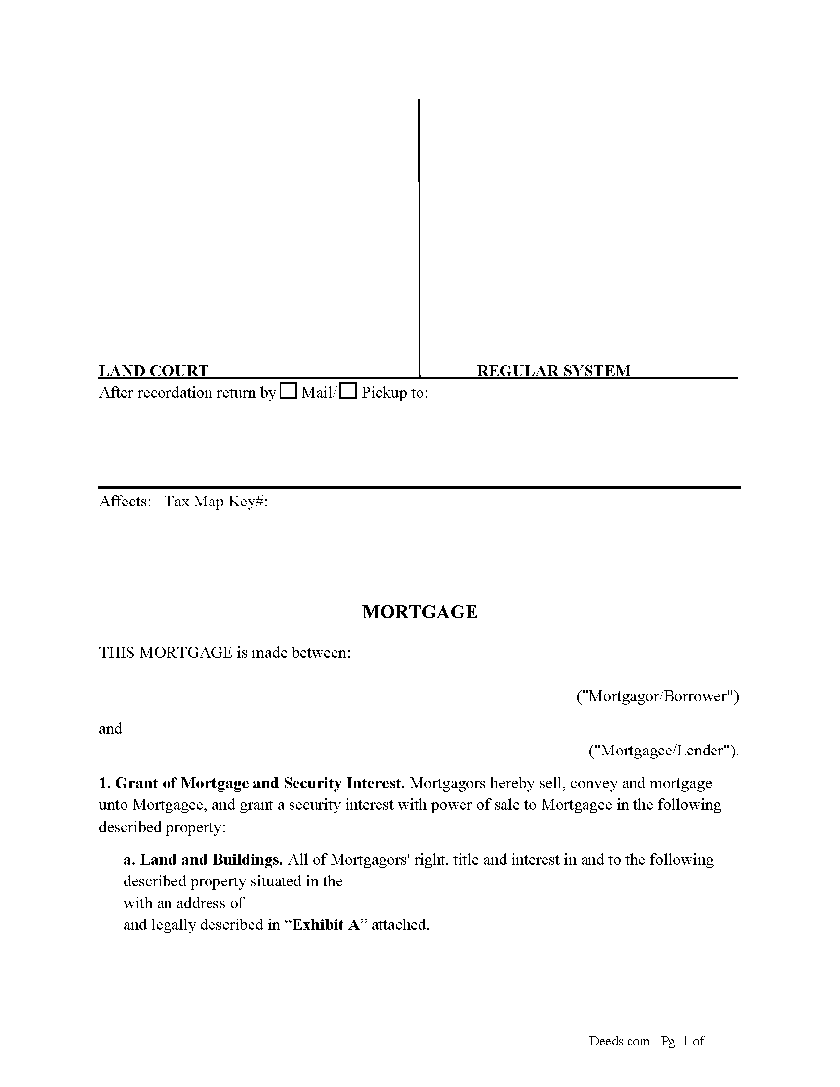 Honolulu County Mortgage Form