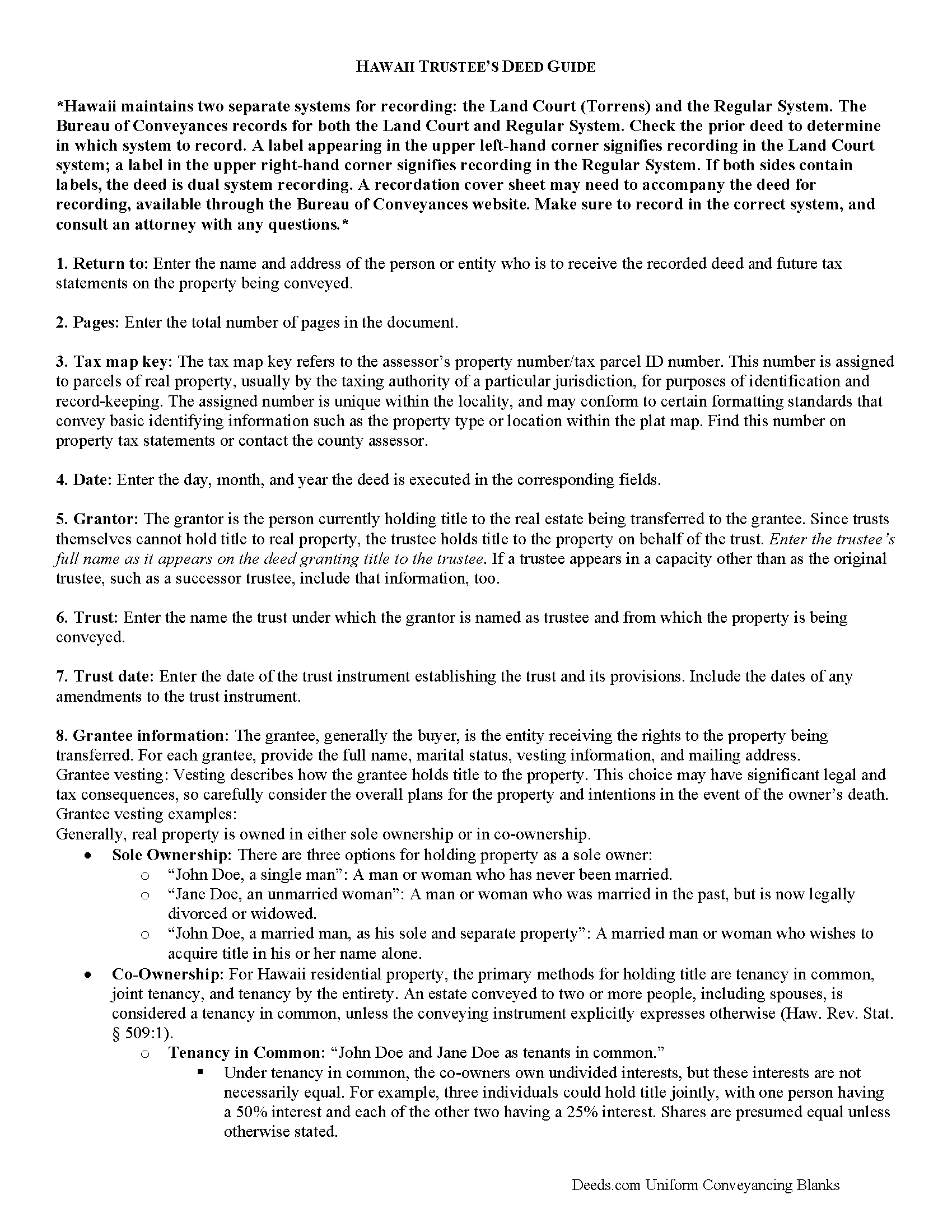 Maui County Trustee Deed Guide
