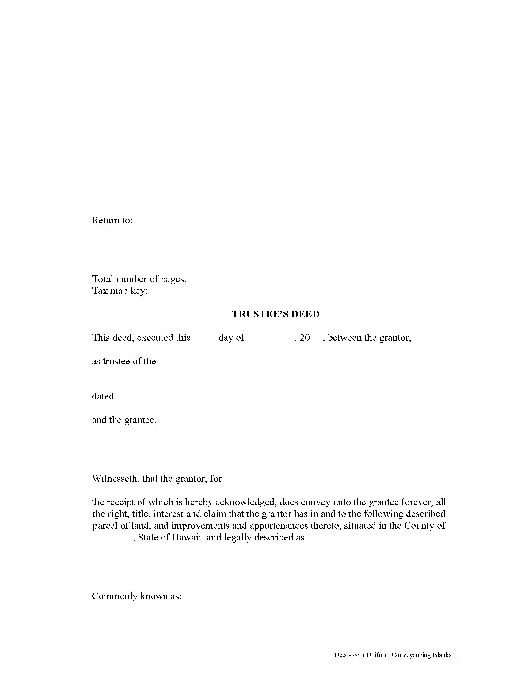 Maui County Trustee Deed Form