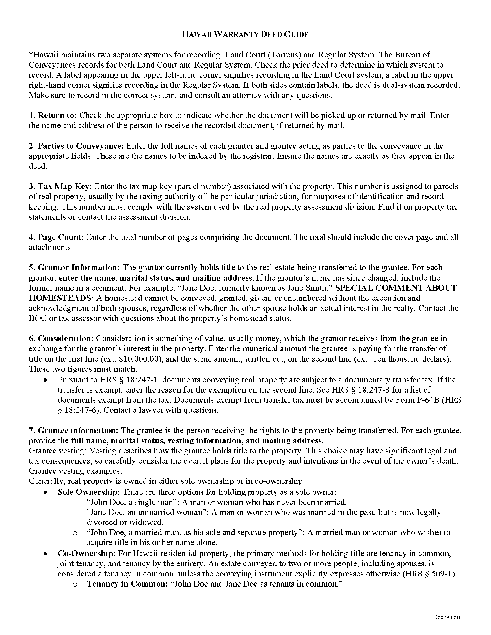 Maui County Warranty Deed Guide