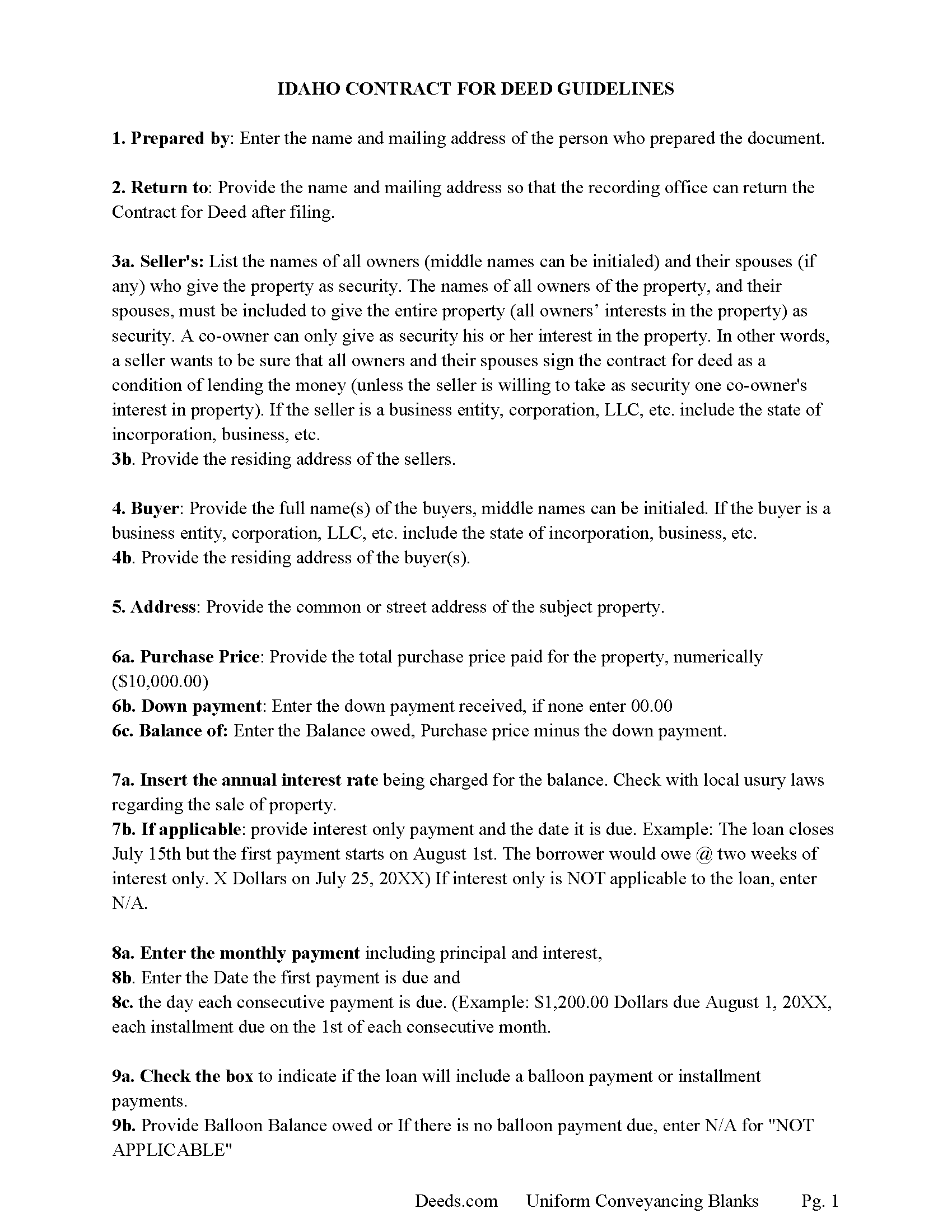Bear Lake County Contract for Deed Guide