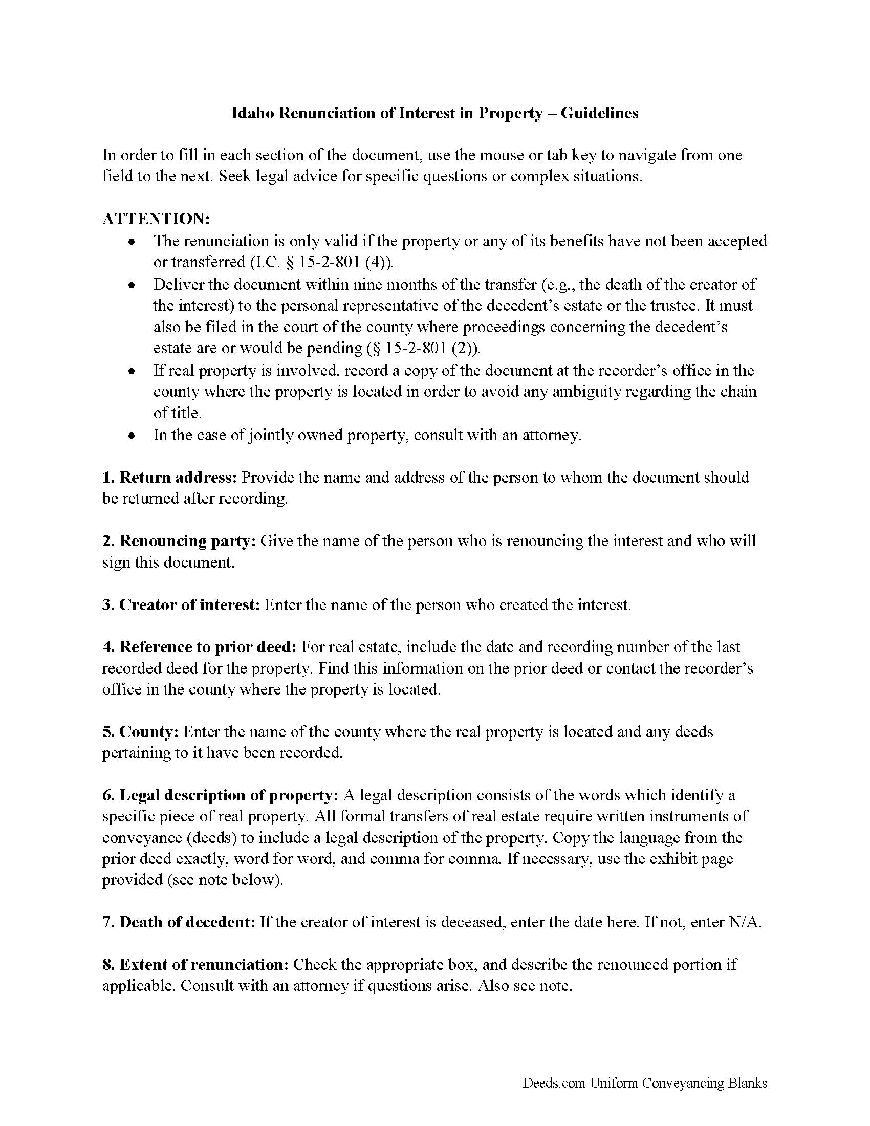 Bear Lake County Disclaimer of Interest Guide
