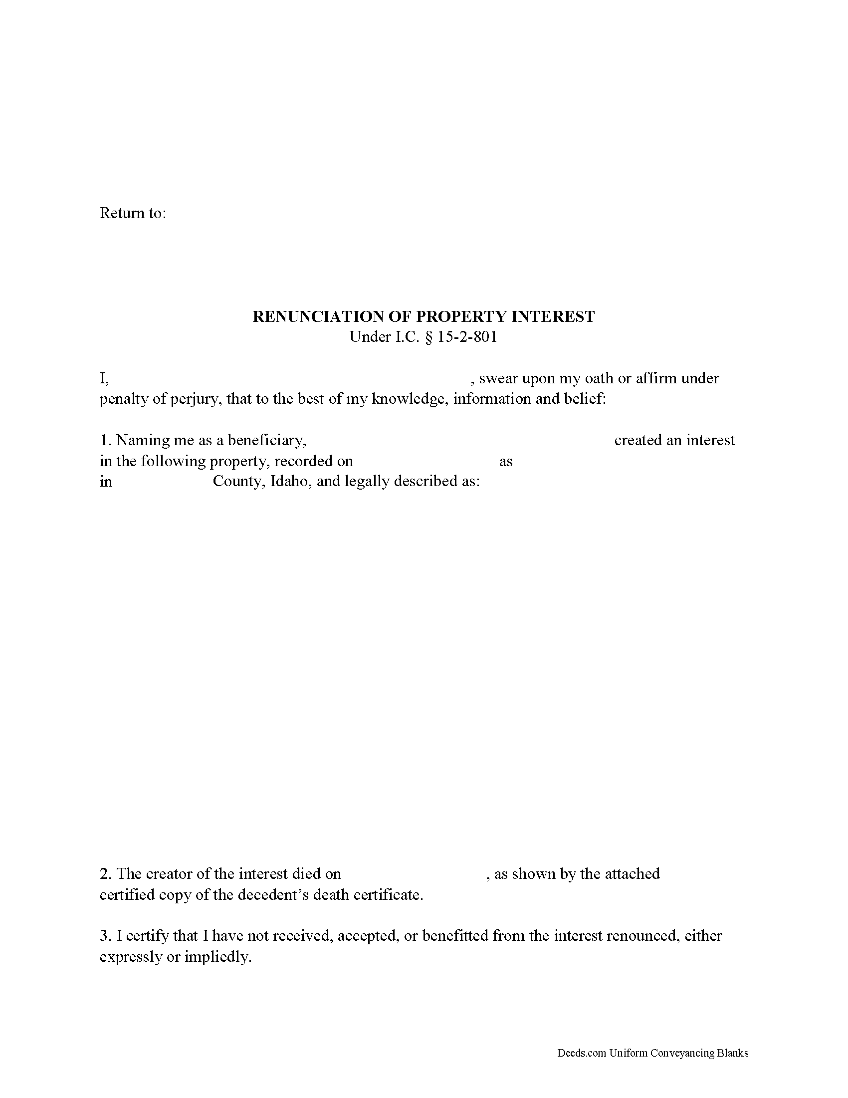 Bear Lake County Disclaimer of Interest Form