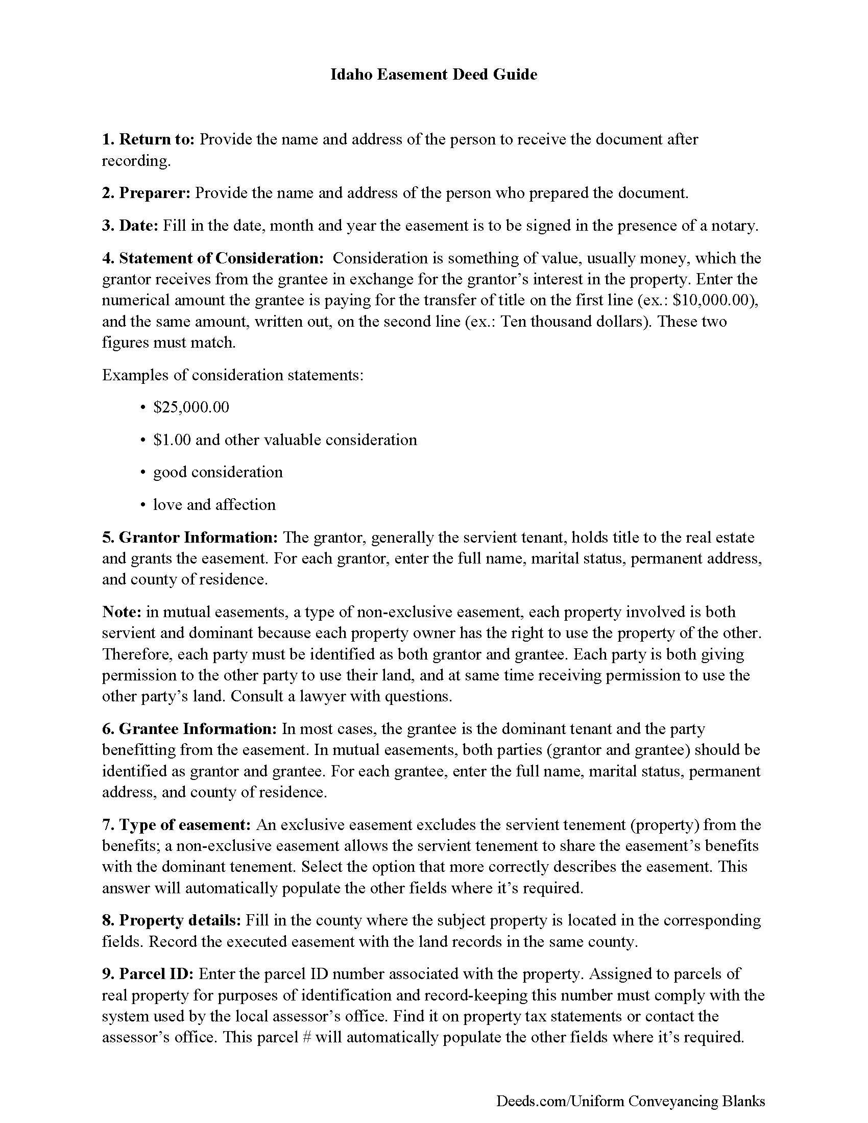 Bear Lake County Easement Deed Guide