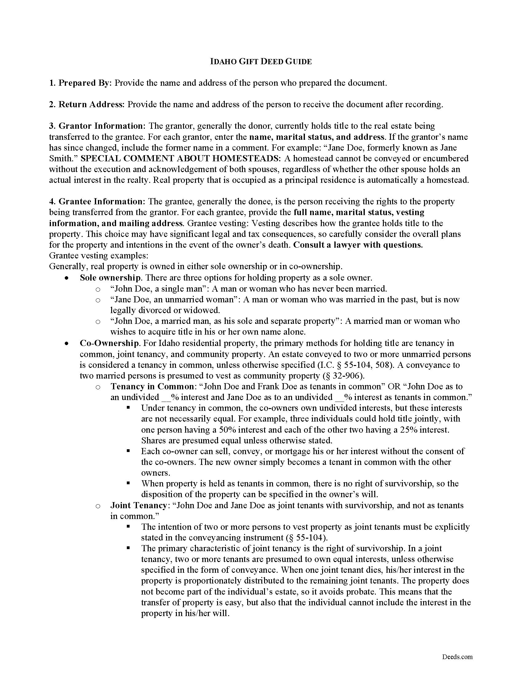 Bear Lake County Gift Deed Guide