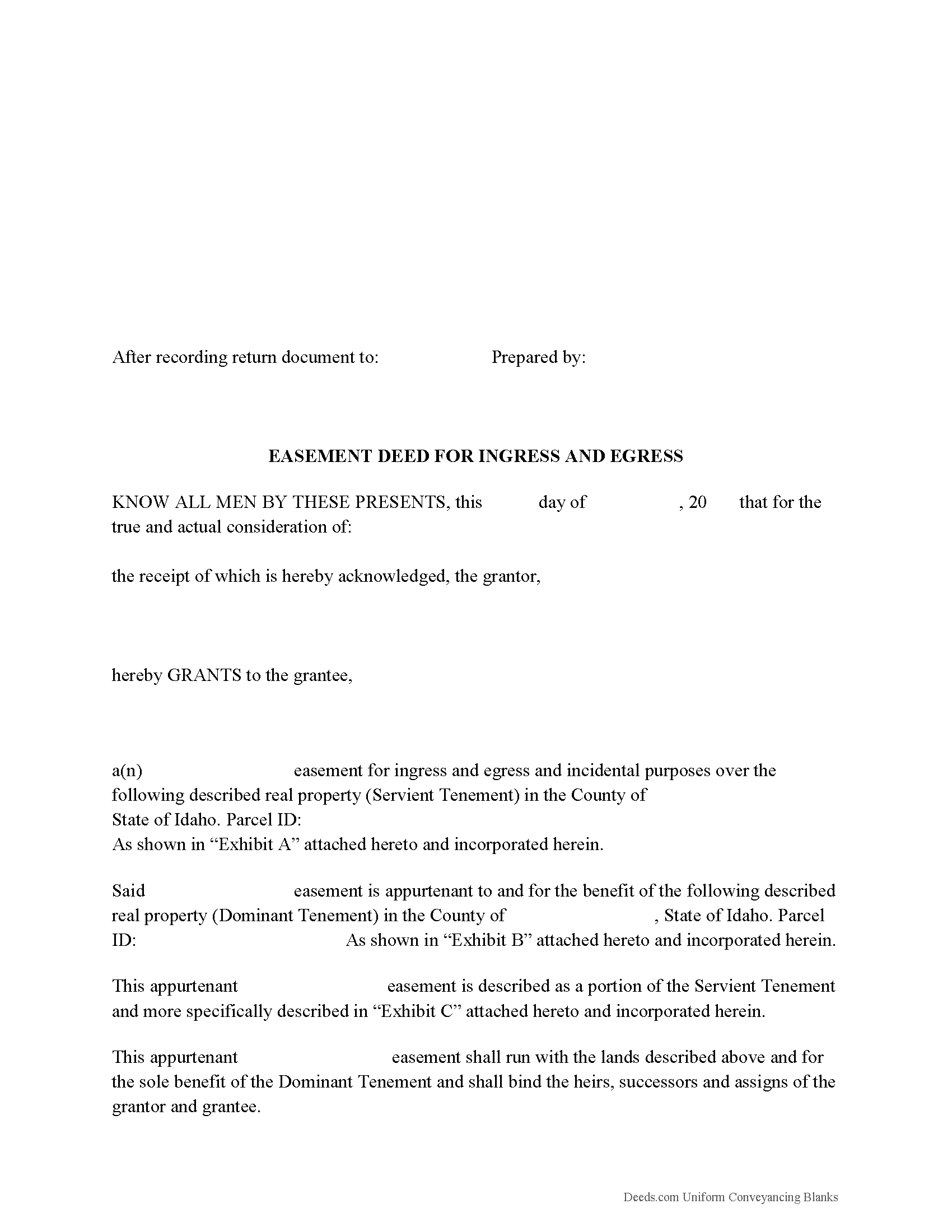 Idaho Easement Deed Image