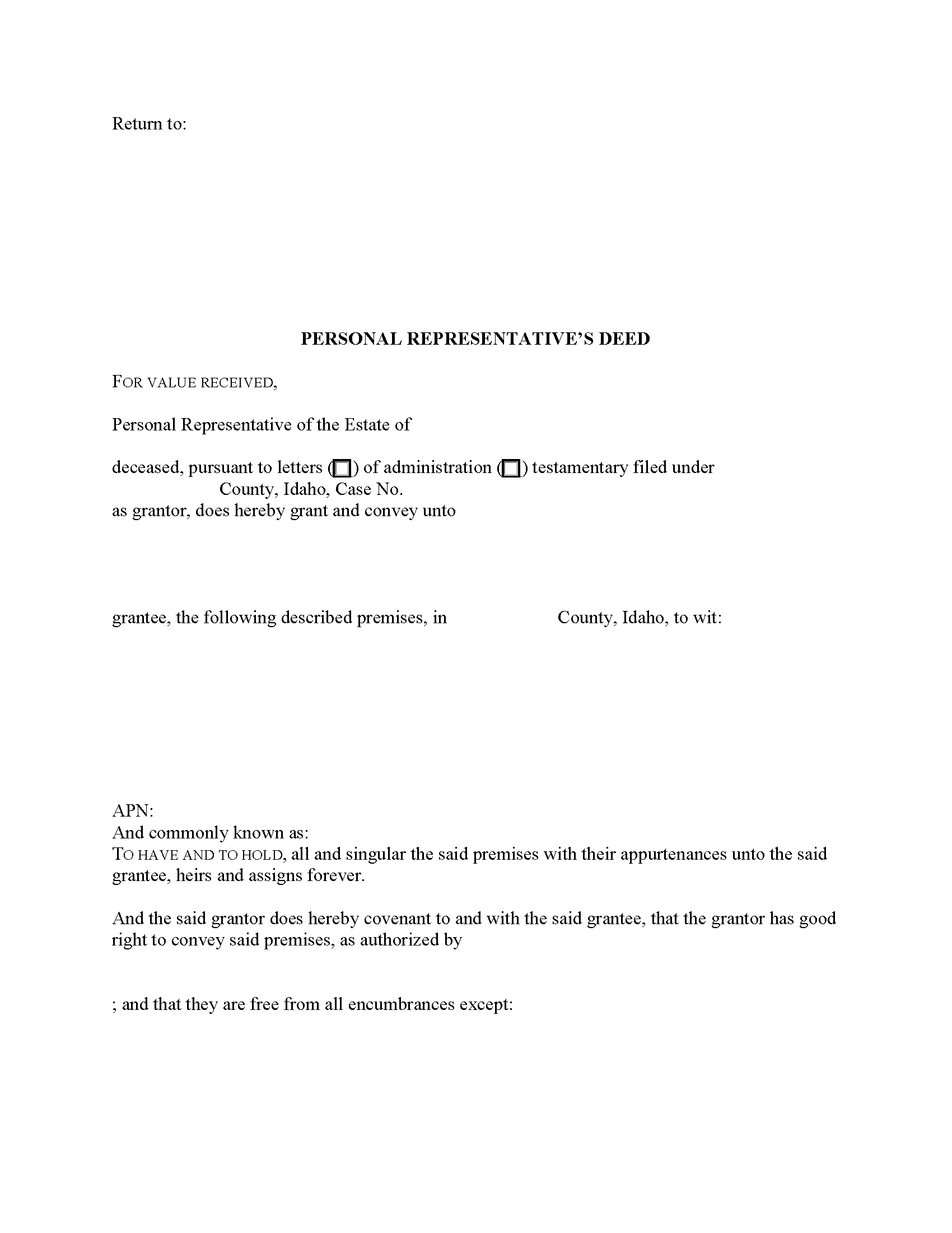 Personal Representative Deed