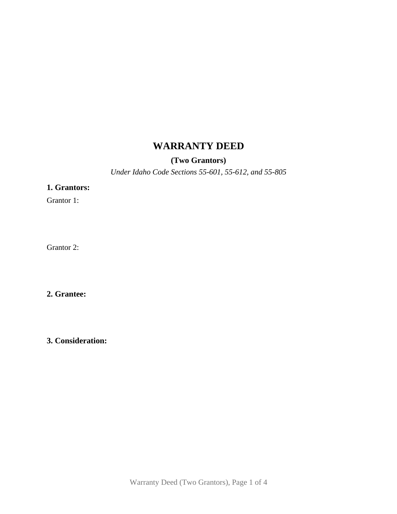 Idaho Warranty Deed (Two Grantors)