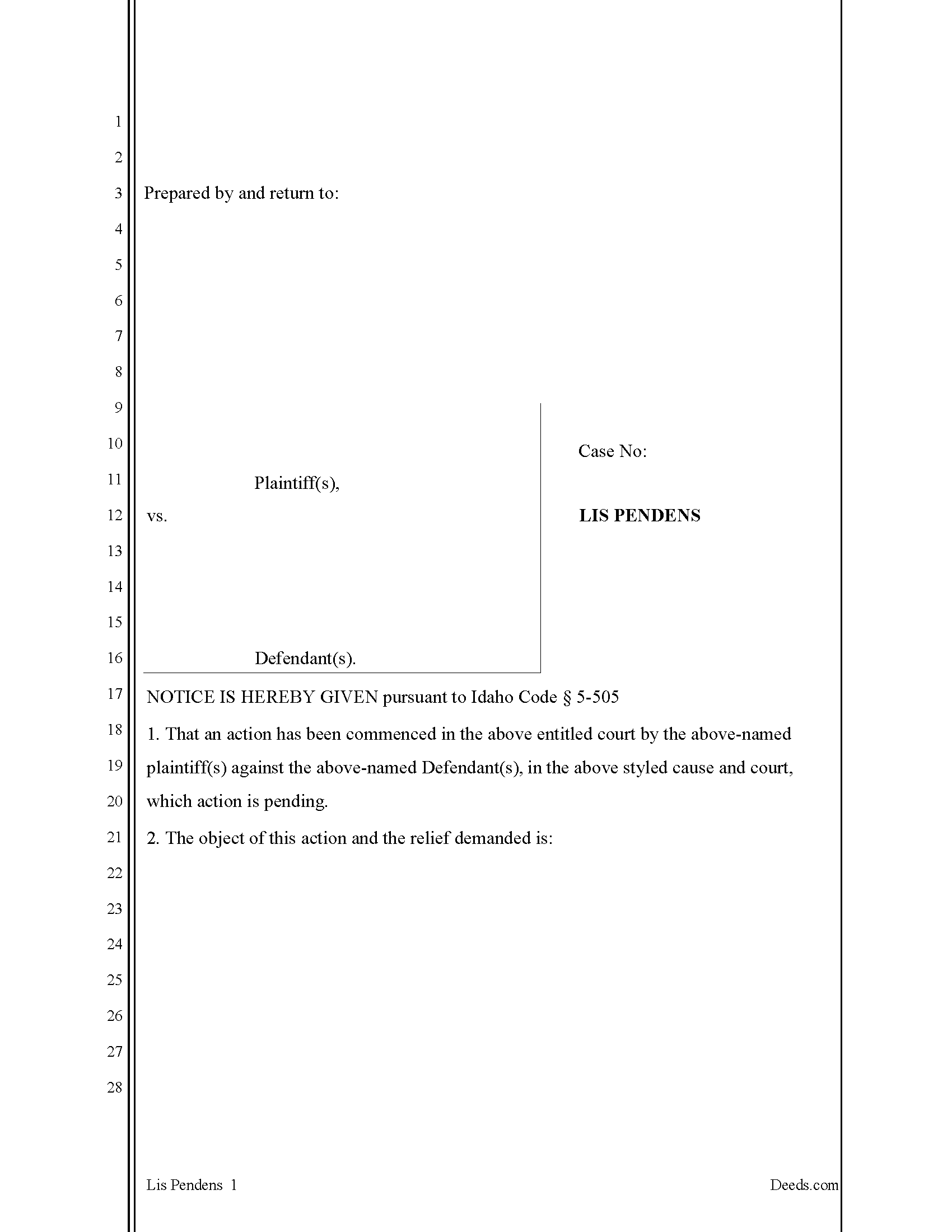 Bear Lake County Lis Pendens Form