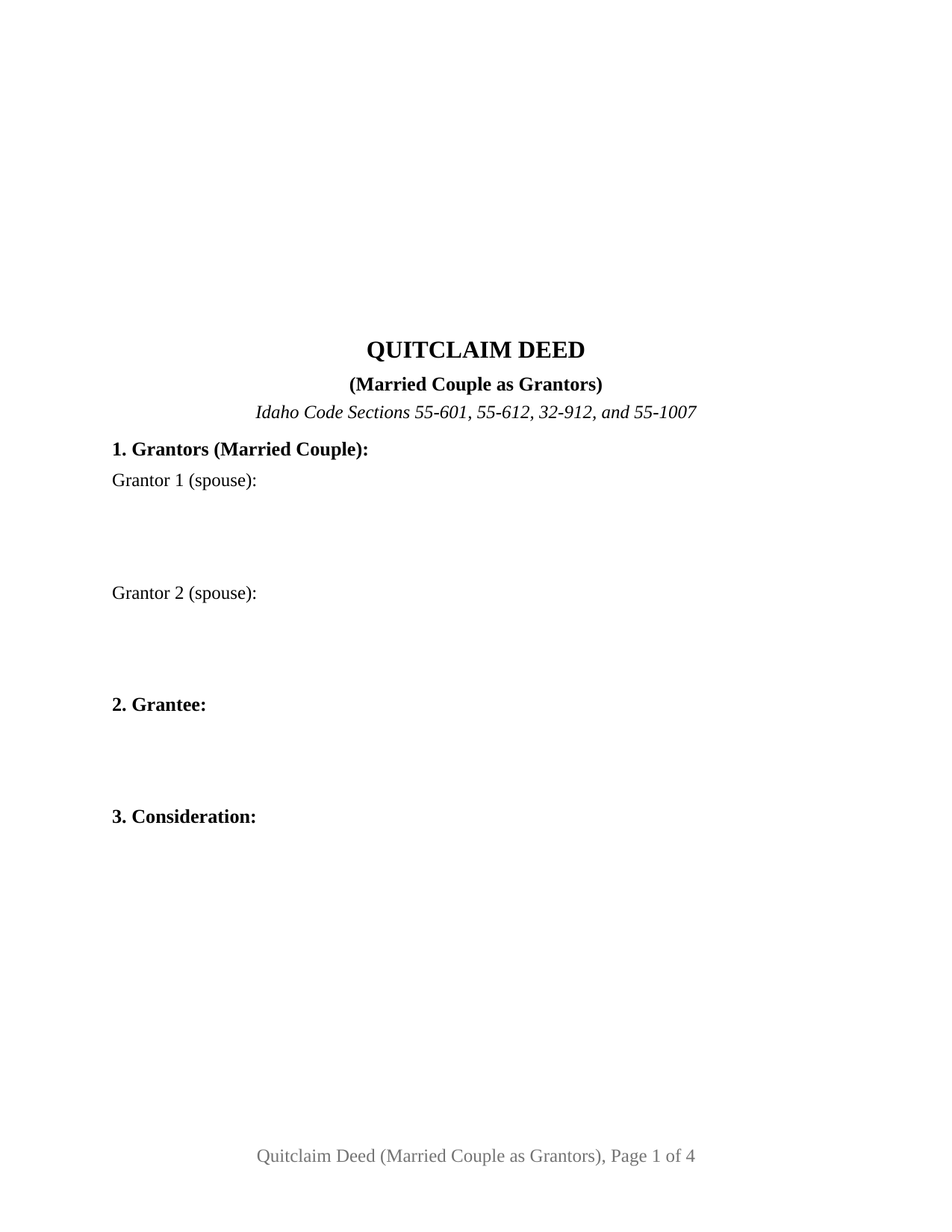 Gooding County Quitclaim Deed (Married Couple as Grantors) Form