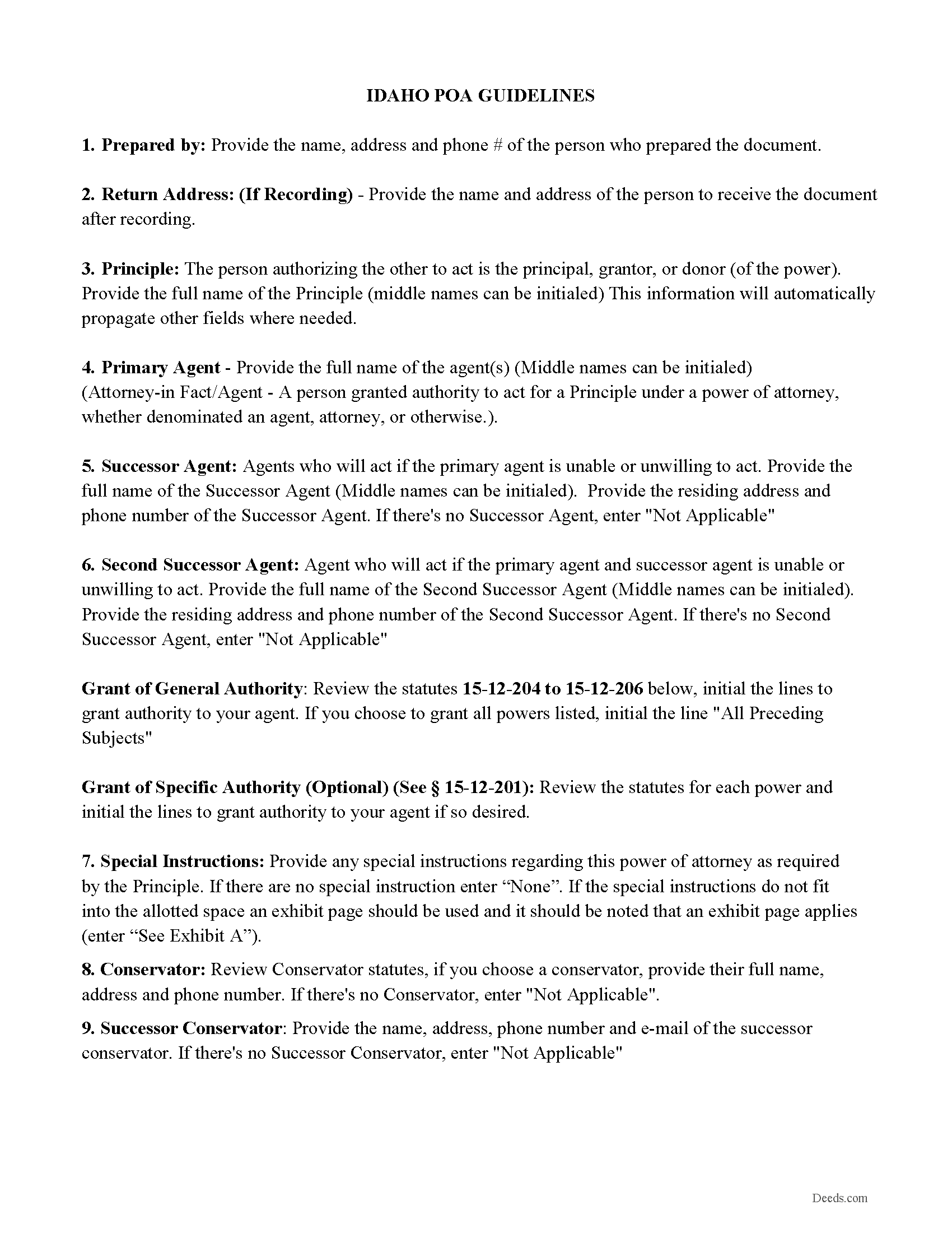 Bear Lake County Power of Attorney Guidelines