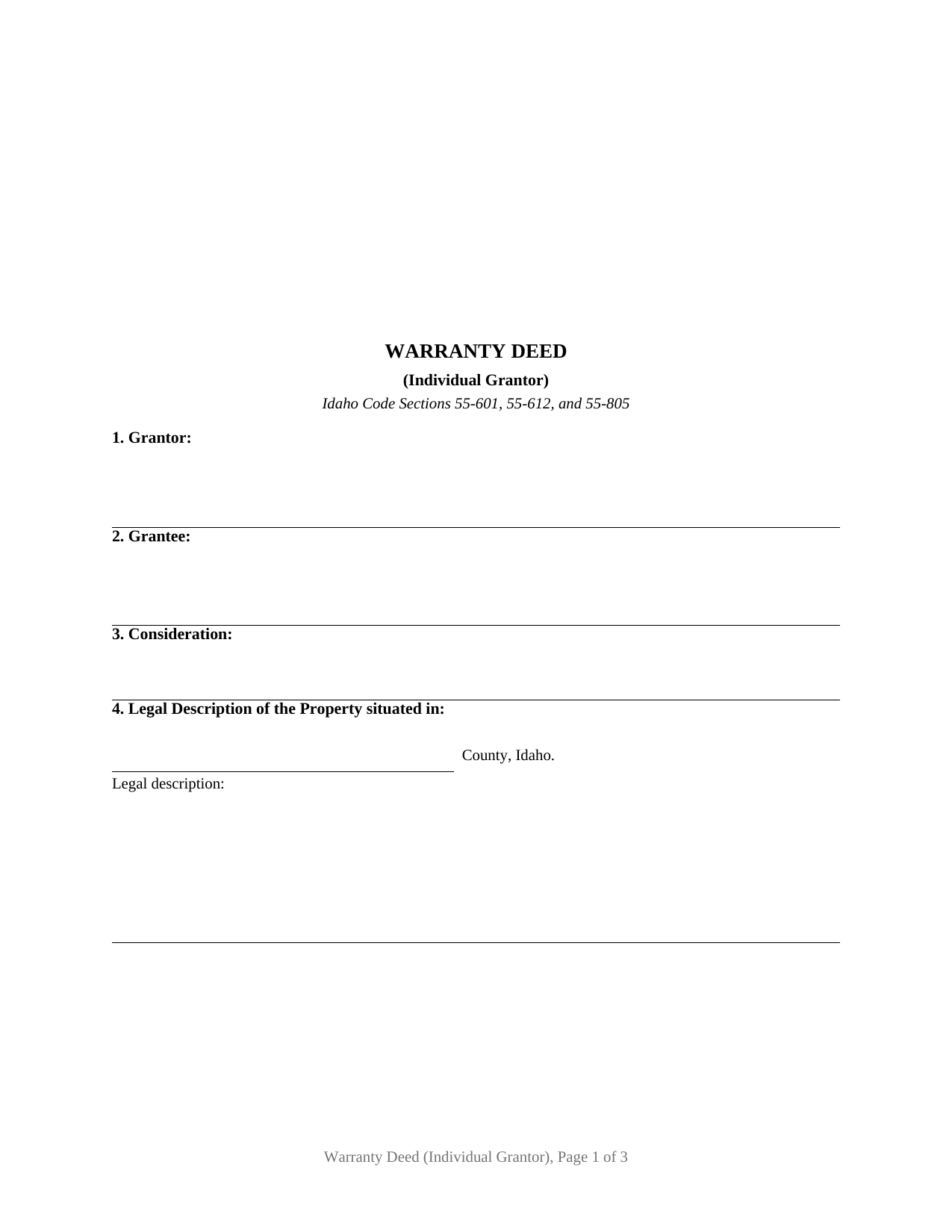 Jerome County Warranty Deed Form