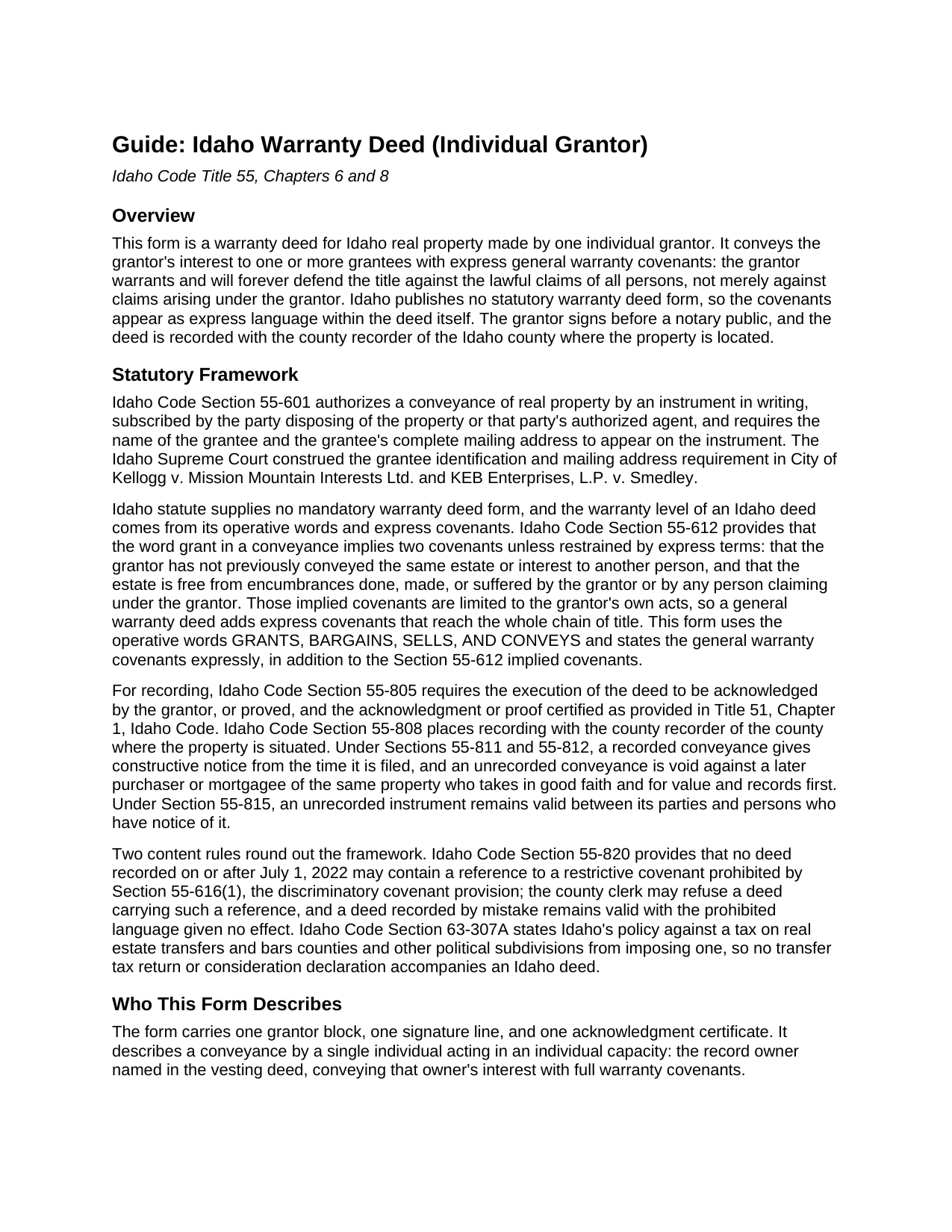 Jerome County Warranty Deed Guide